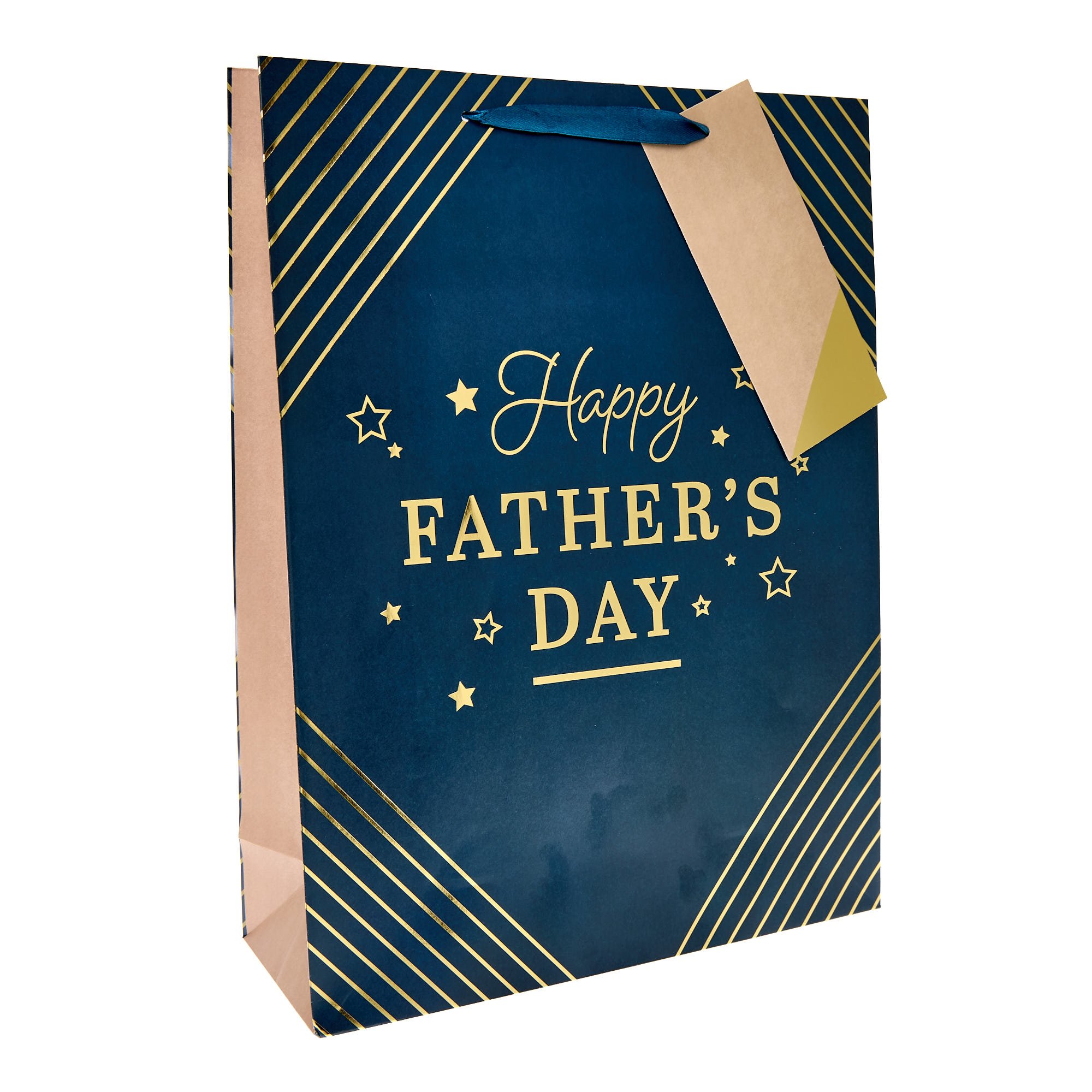 Blue & Gold Happy Father's Day Extra Large Portrait Gift Bag