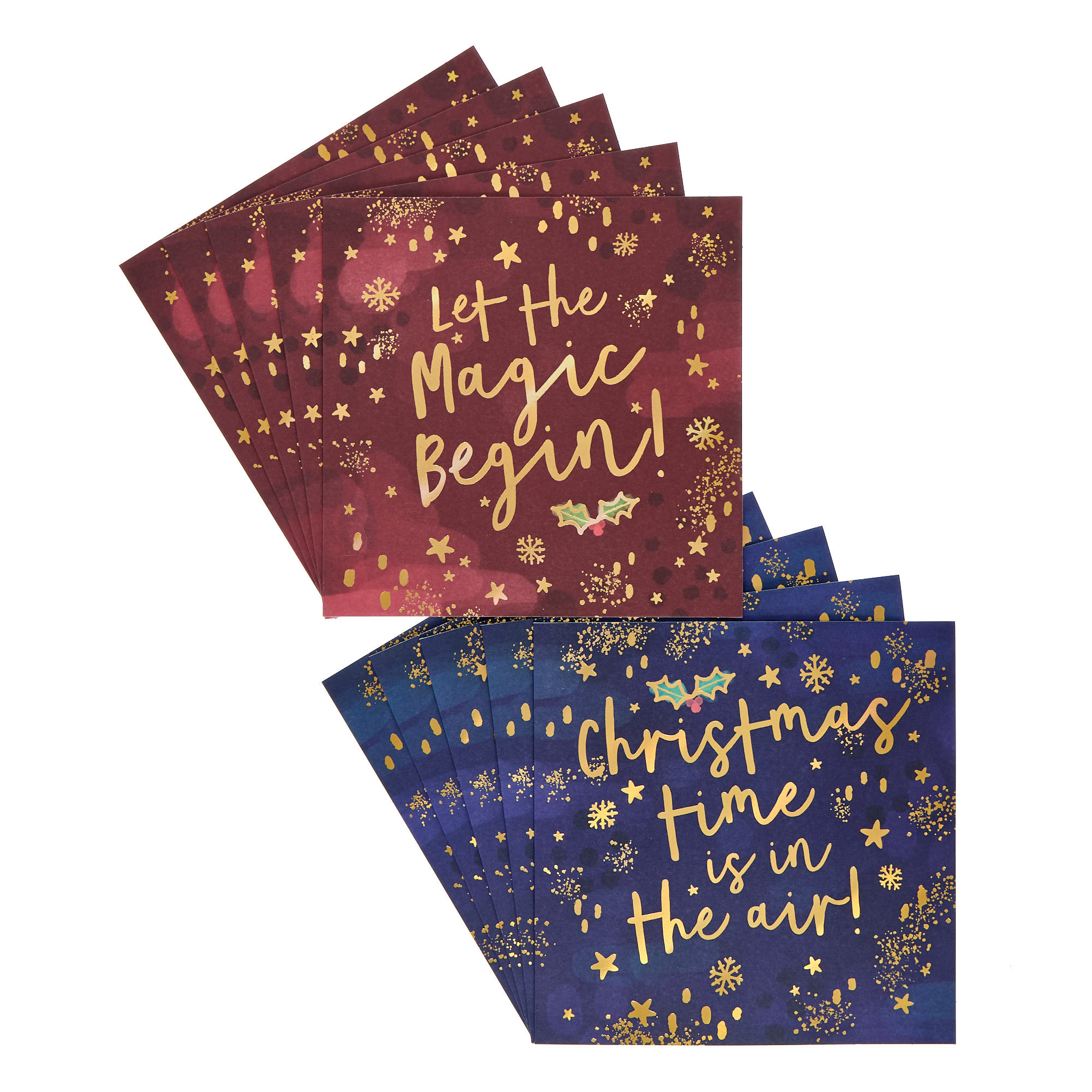 16 Charity Christmas Cards - Gold Foil Writing (2 Designs)