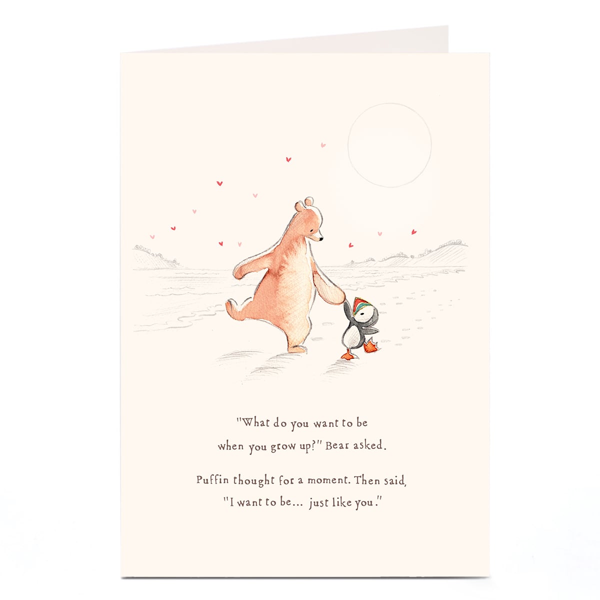 Bear & Puffin Holding Hands Card