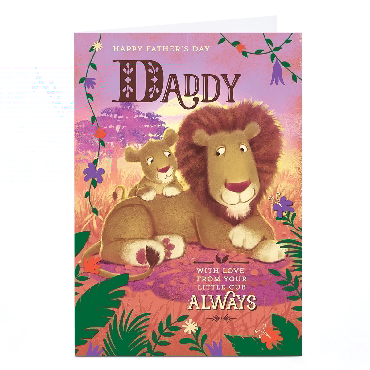 Personalised Father's Day Card - Daddy Lion, From Your Little Cub