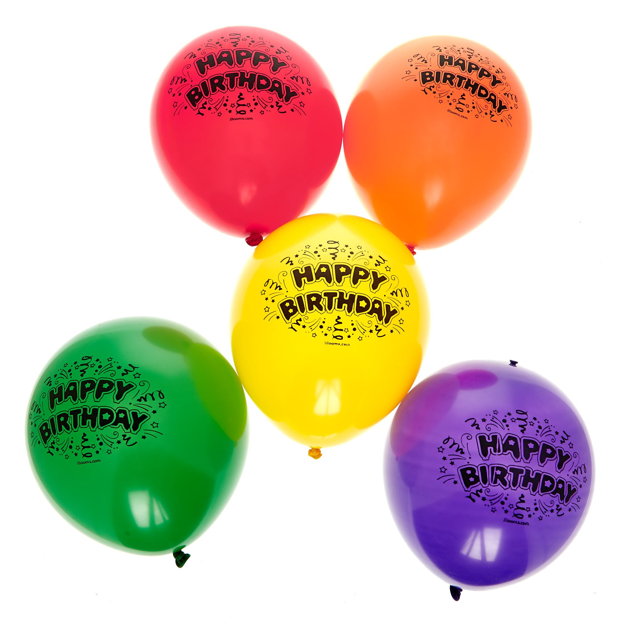 Latex Illooms Happy Birthday Light-Up Balloons - Pack of 5