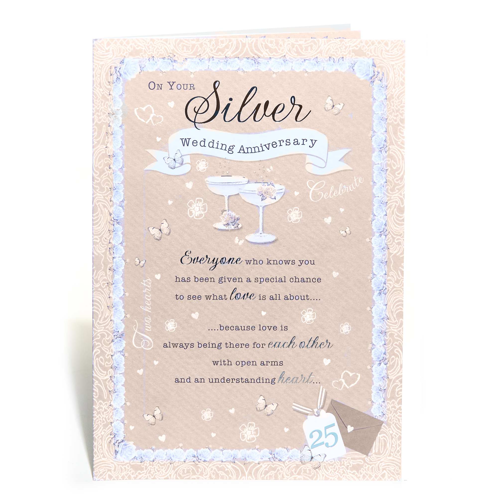 25th Wedding Anniversary Card - Silver