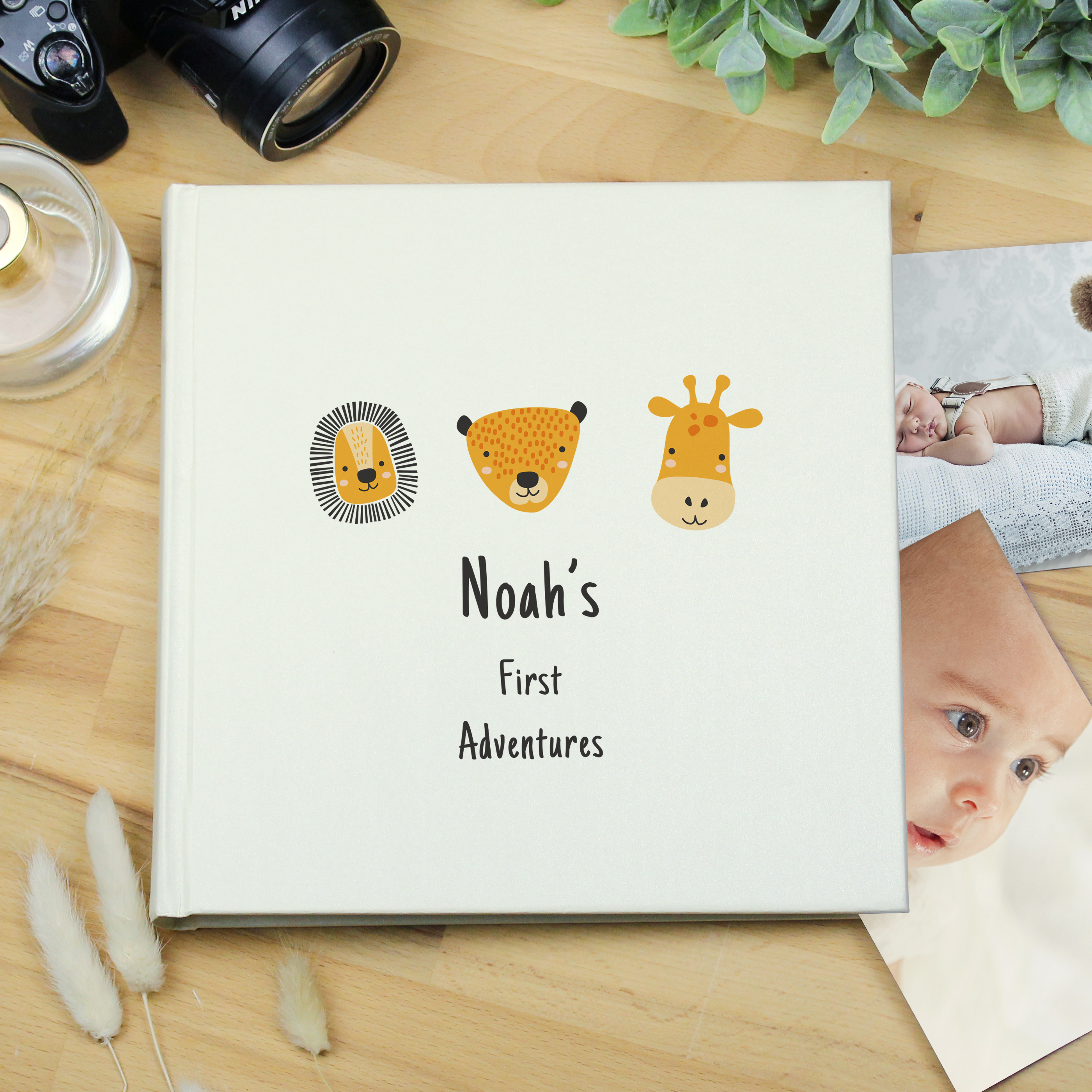 Personalised Scandi Safari Animals Square Photo Album