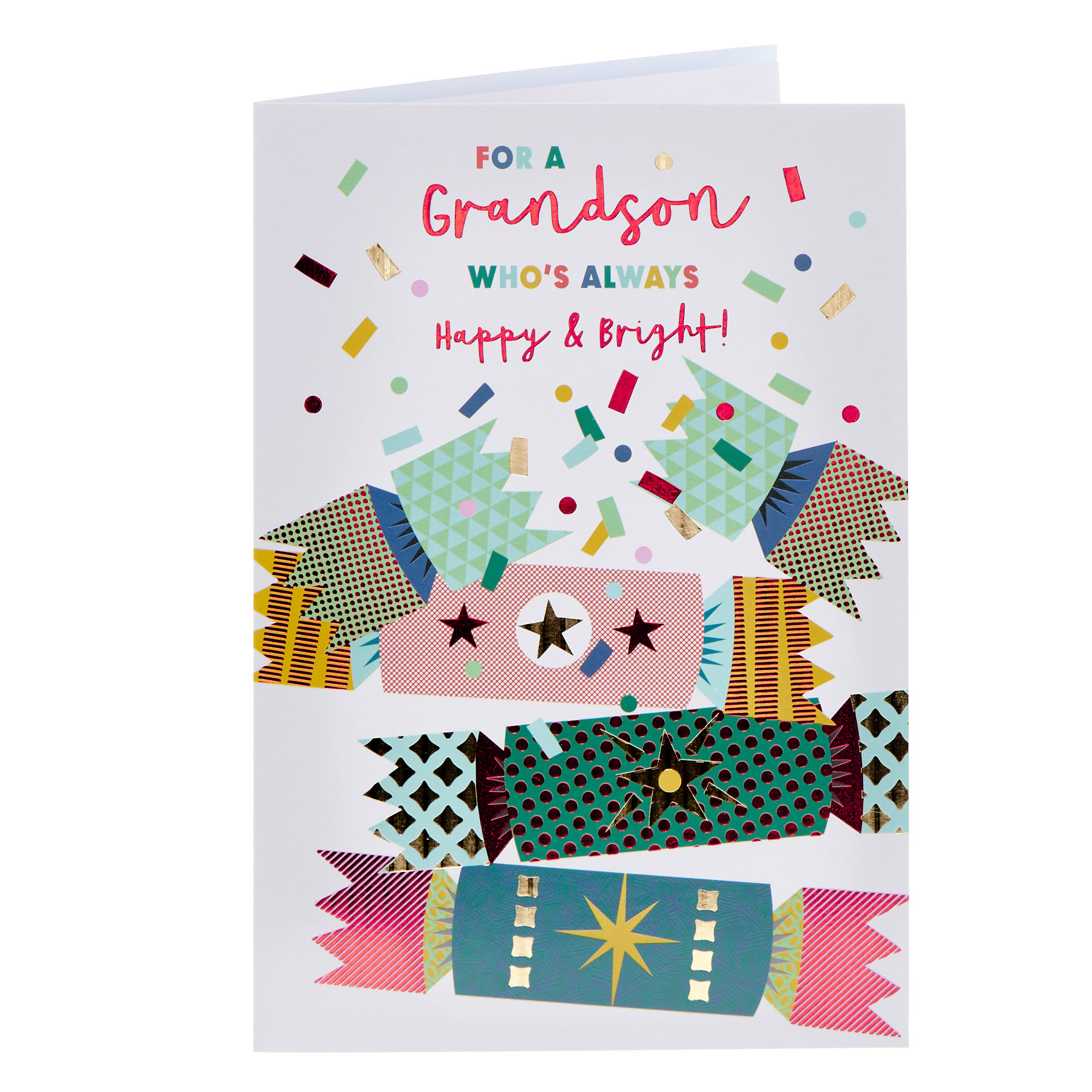 Grandson Crackers & Confetti Christmas Card