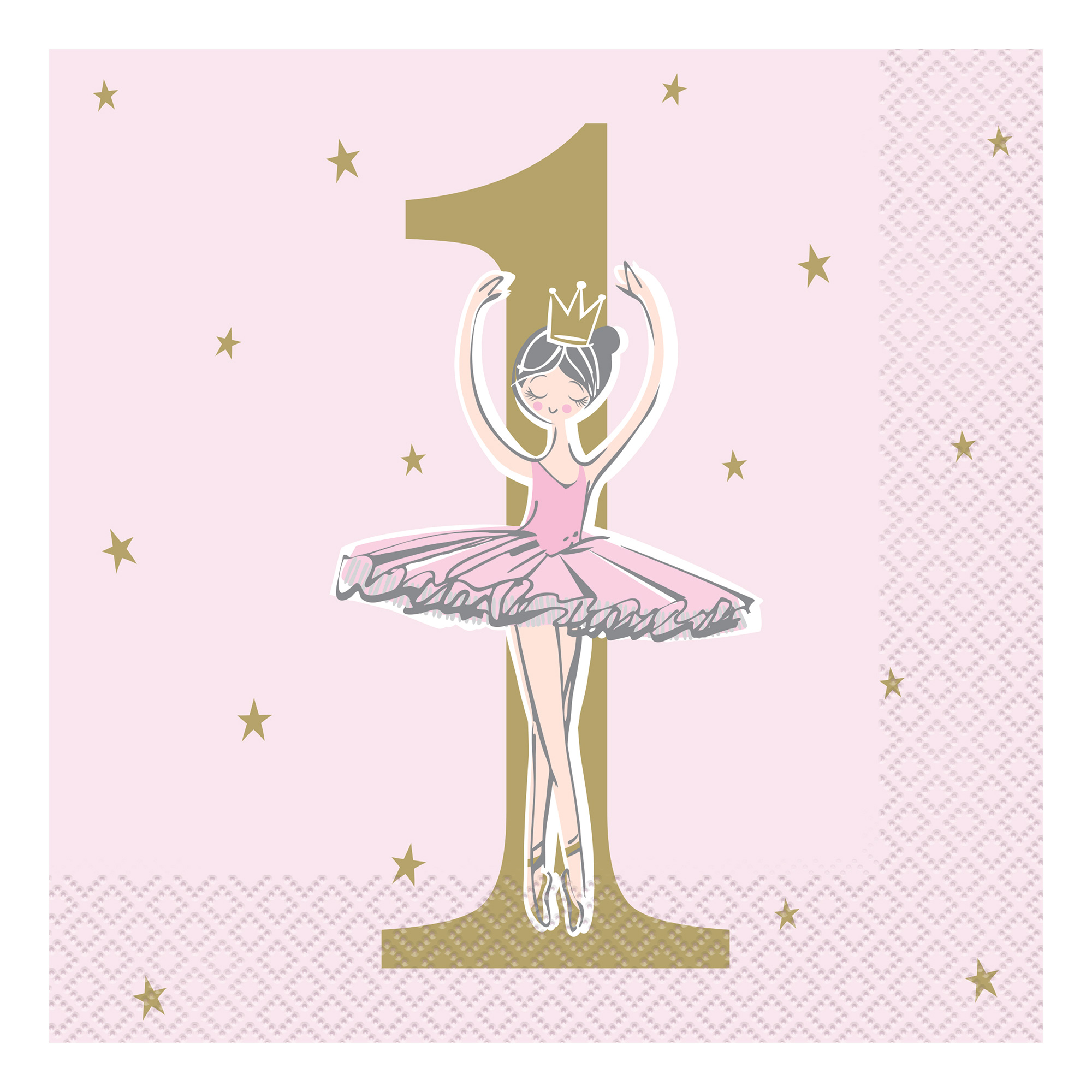 Ballerina 1st Birthday Party Tableware & Decorations - 16 Guests