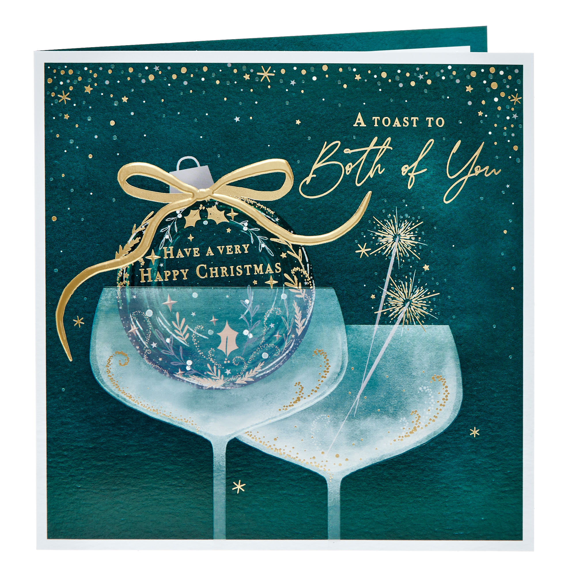 Platinum Both Of You Bauble Glasses Christmas Card