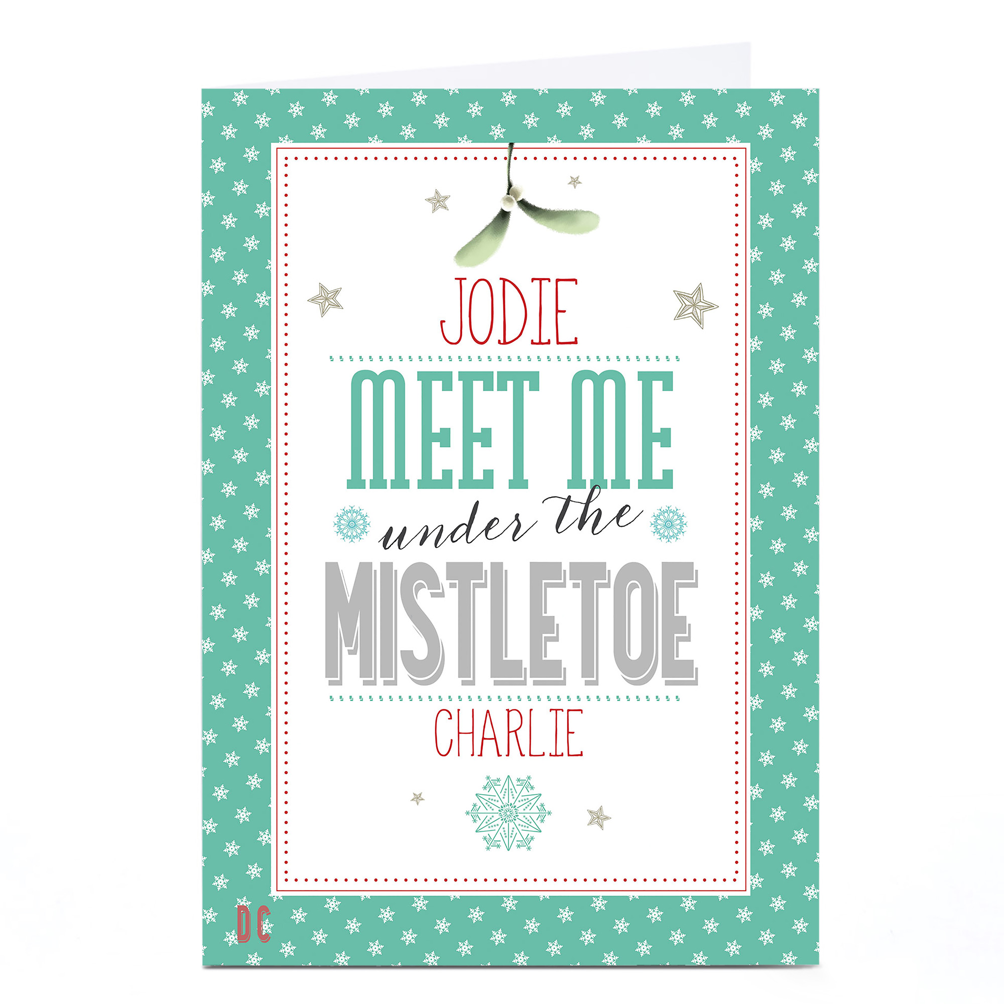 Personalised Christmas Card - Under The Mistletoe
