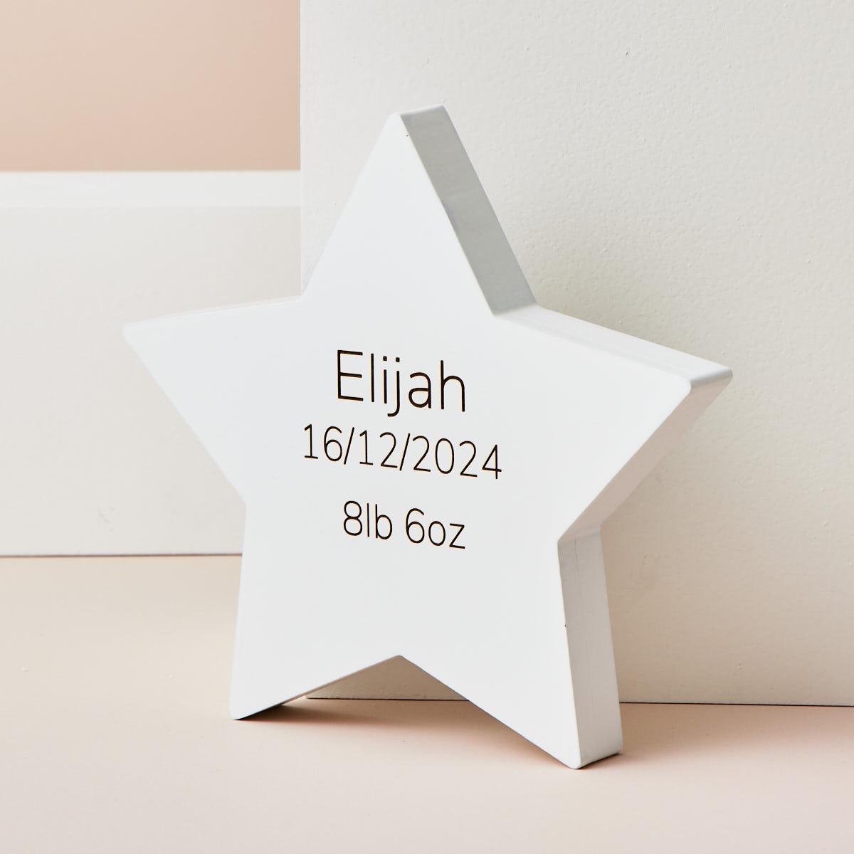 Personalised New Born Wooden Star Decoration