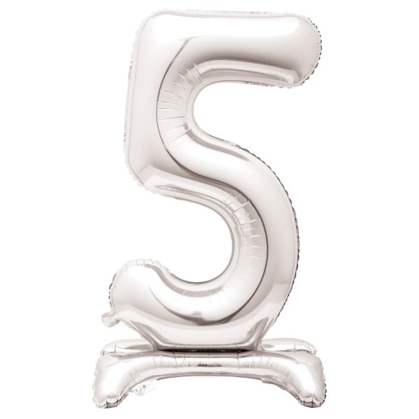 30-Inch Silver Air-Fill Standing Number 5 Table Balloon