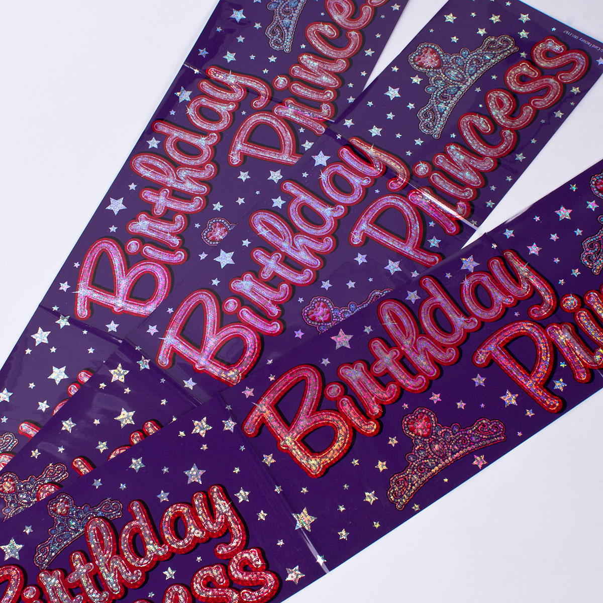 Holographic Happy Birthday Purple Foil Banners - Pack of 3