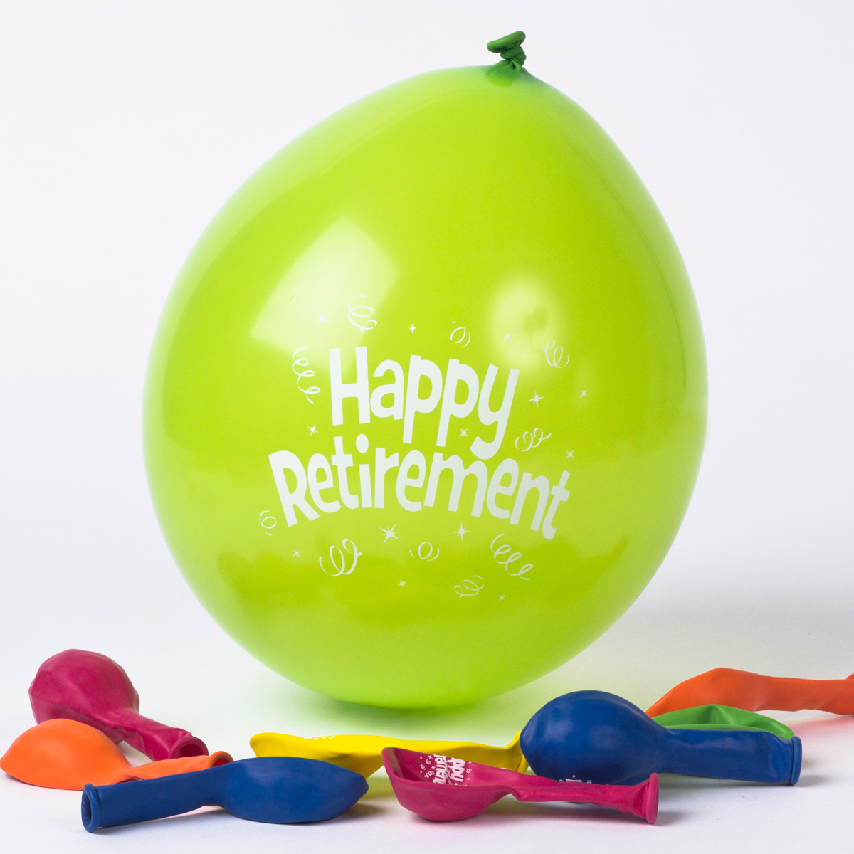 Multicoloured Happy Retirement Small Latex Balloons, Pack Of 10