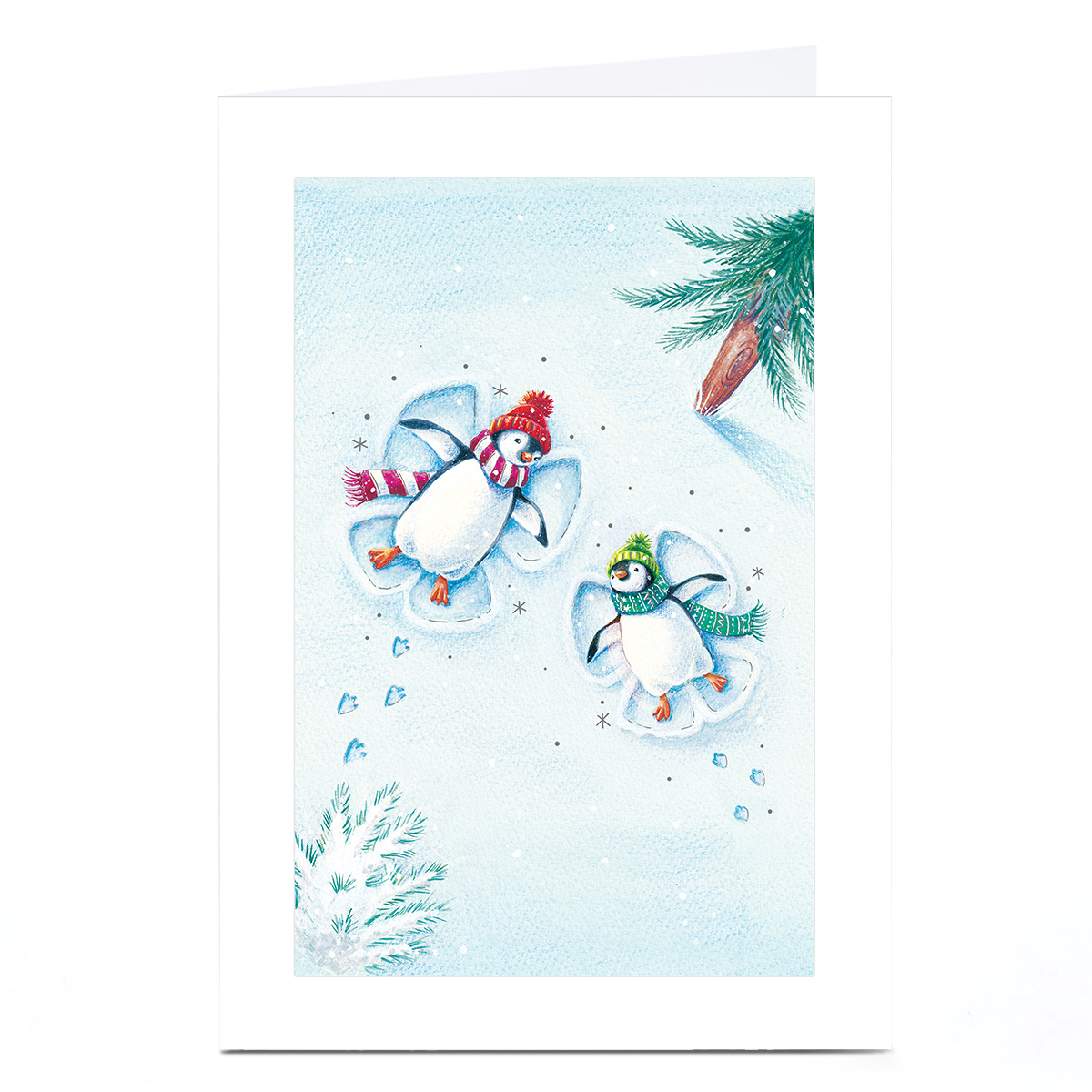 Christmas Card - Penguin Snow Angels