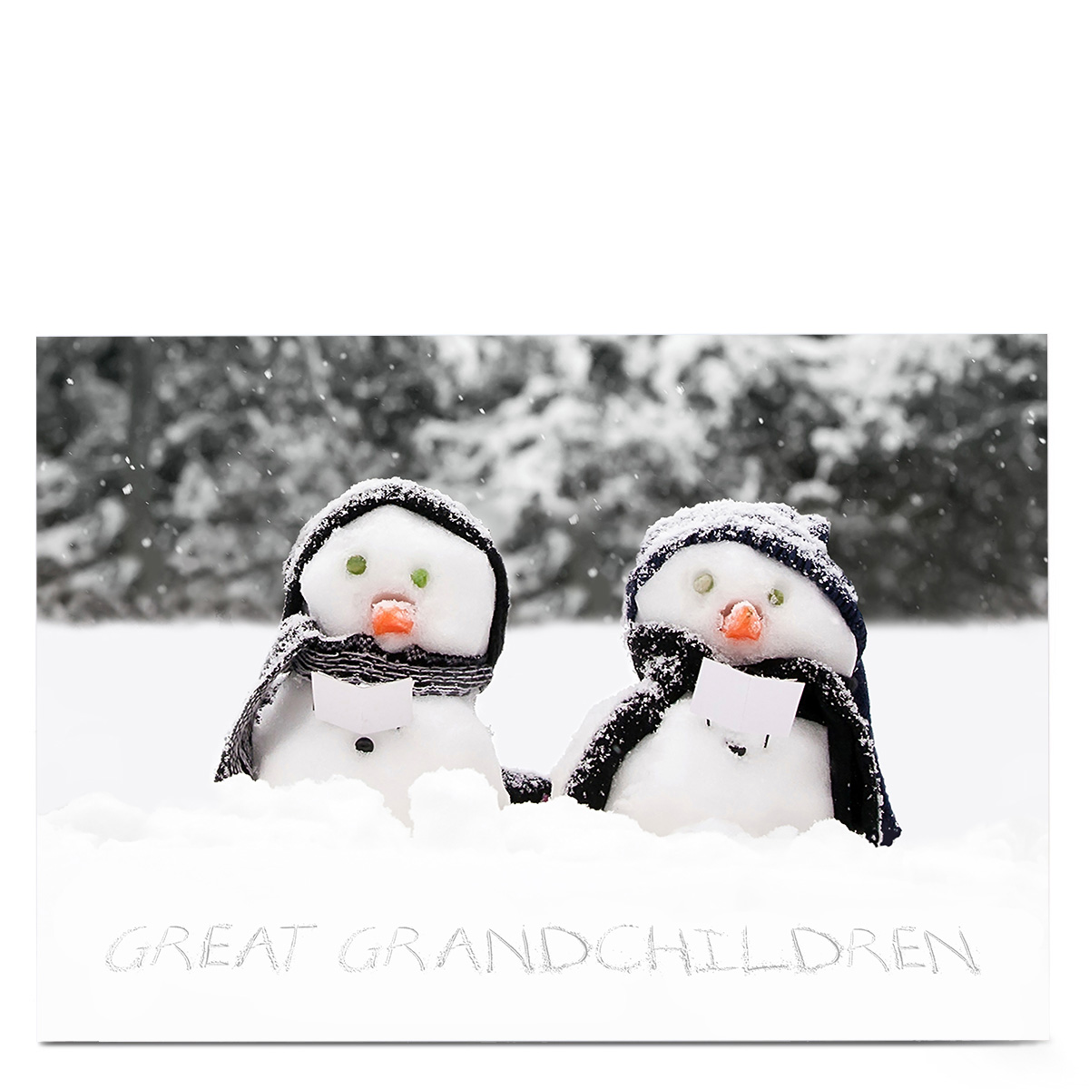 Personalised Christmas Card - Snowman Family- Great Grandchildren