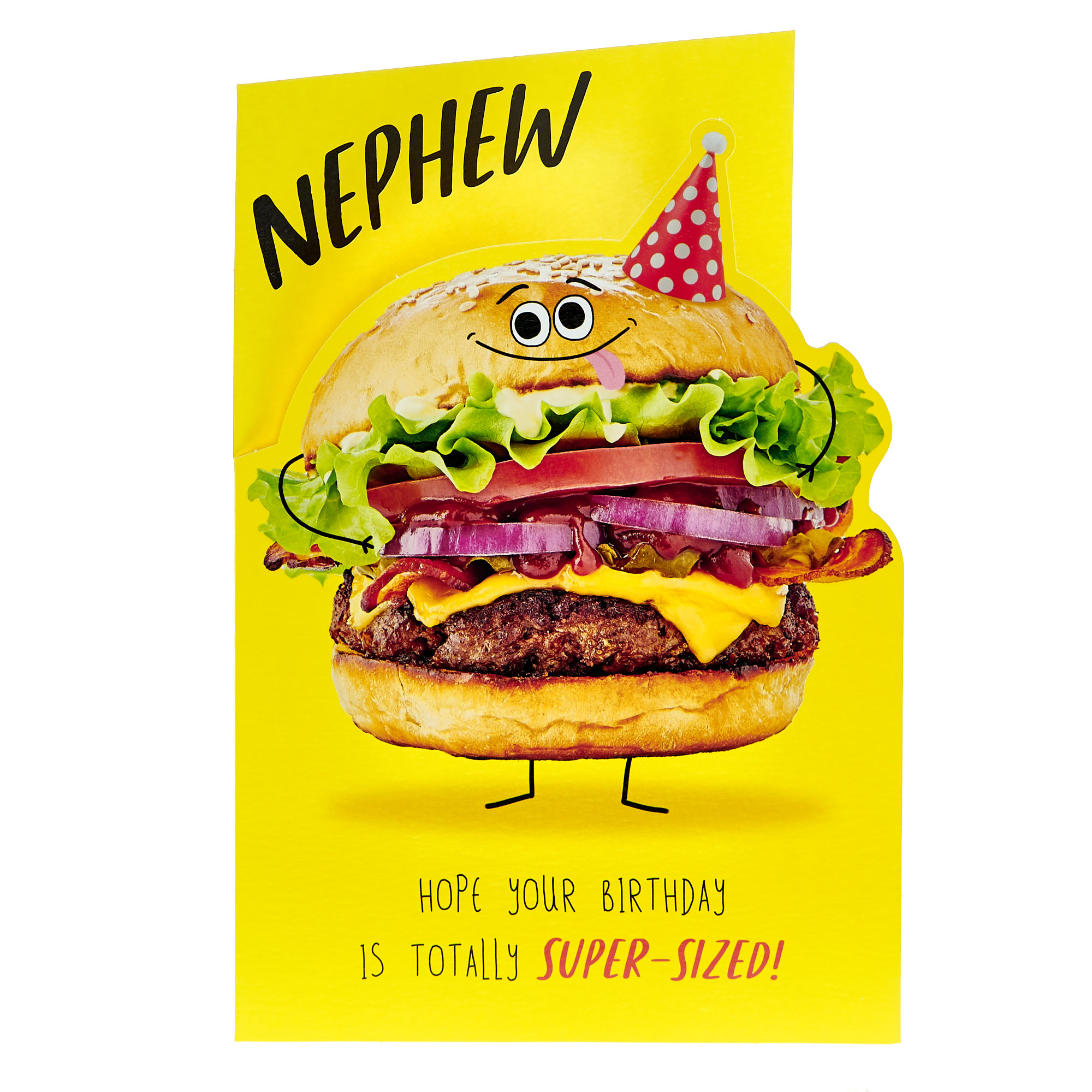 Nephew Totally Super-Sized Burger Birthday Card