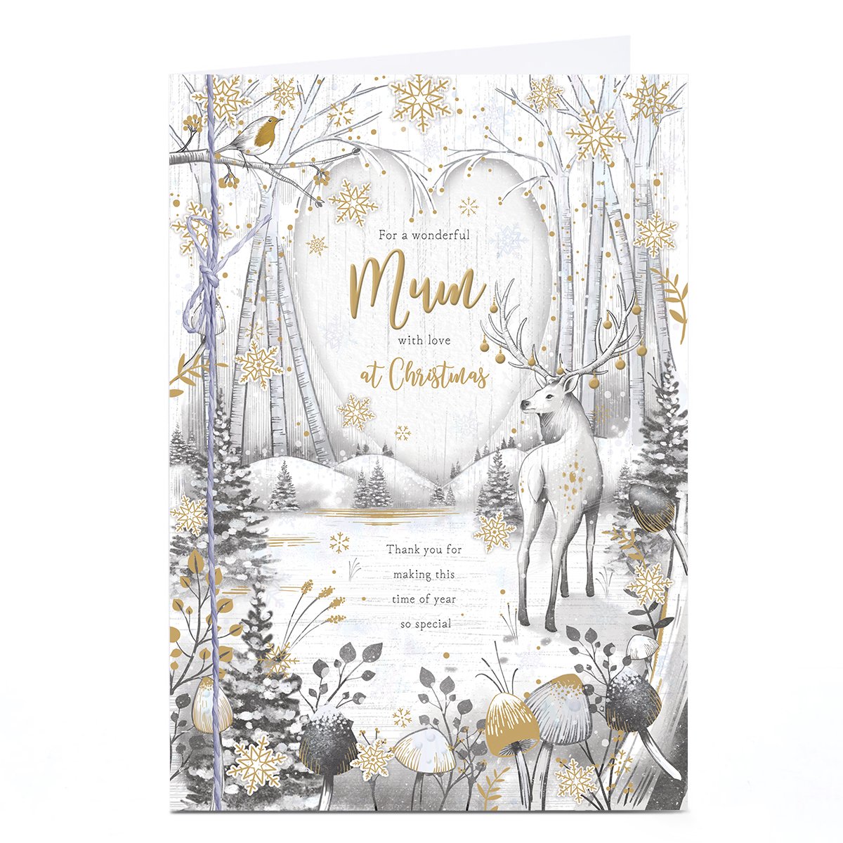 Christmas Card - Mum - Stag in the forest scene