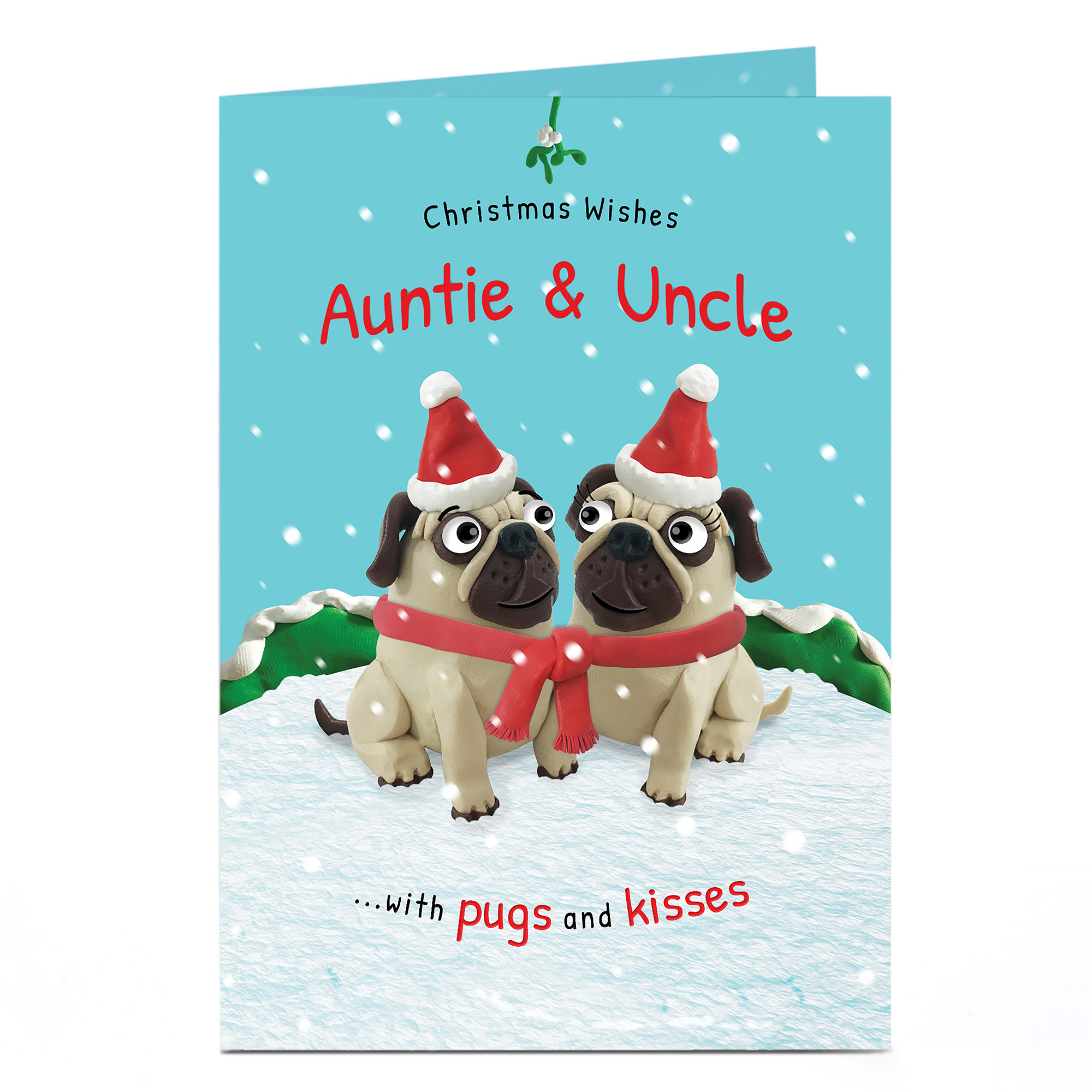 Personalised Christmas Card - Pugs and Kisses Special Couple