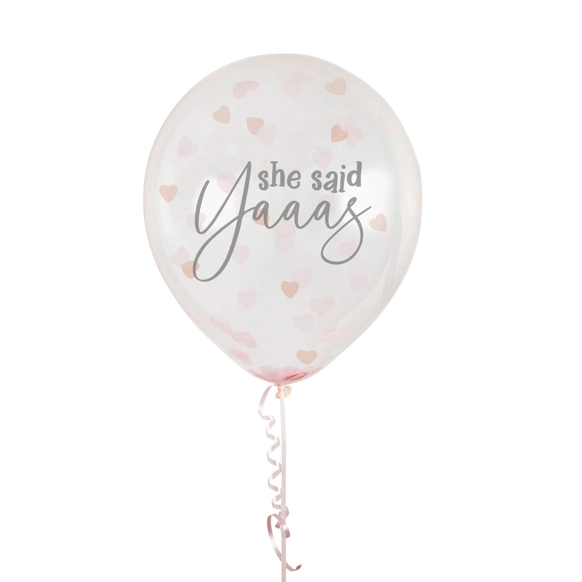 Rose Gold She Said Yaaas Confetti 12-Inch Latex Balloons - Pack of 5