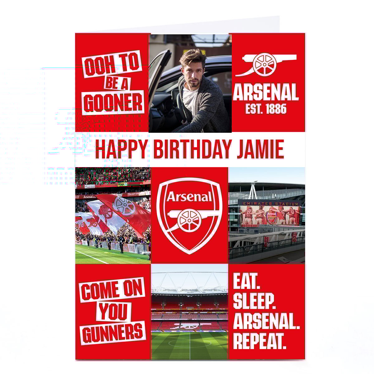 Photo Football Birthday Card - Come On You Gunners Arsenal