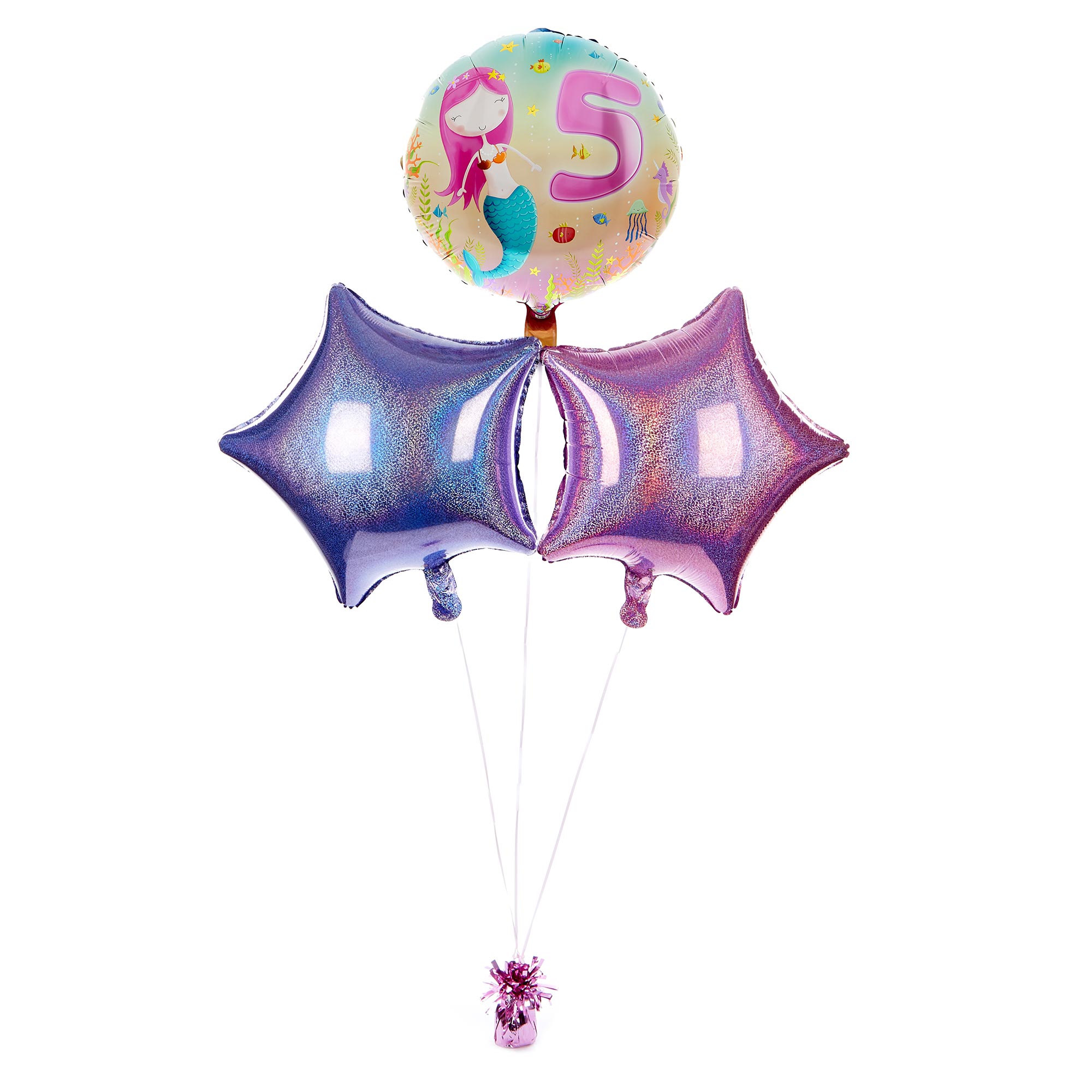 Mermaid 5th Birthday Balloon Bouquet - DELIVERED INFLATED!