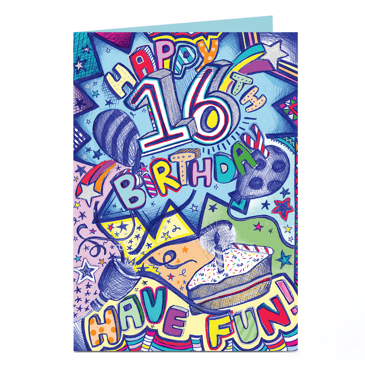 16th Birthday Card - Abstract Birthday Drawings