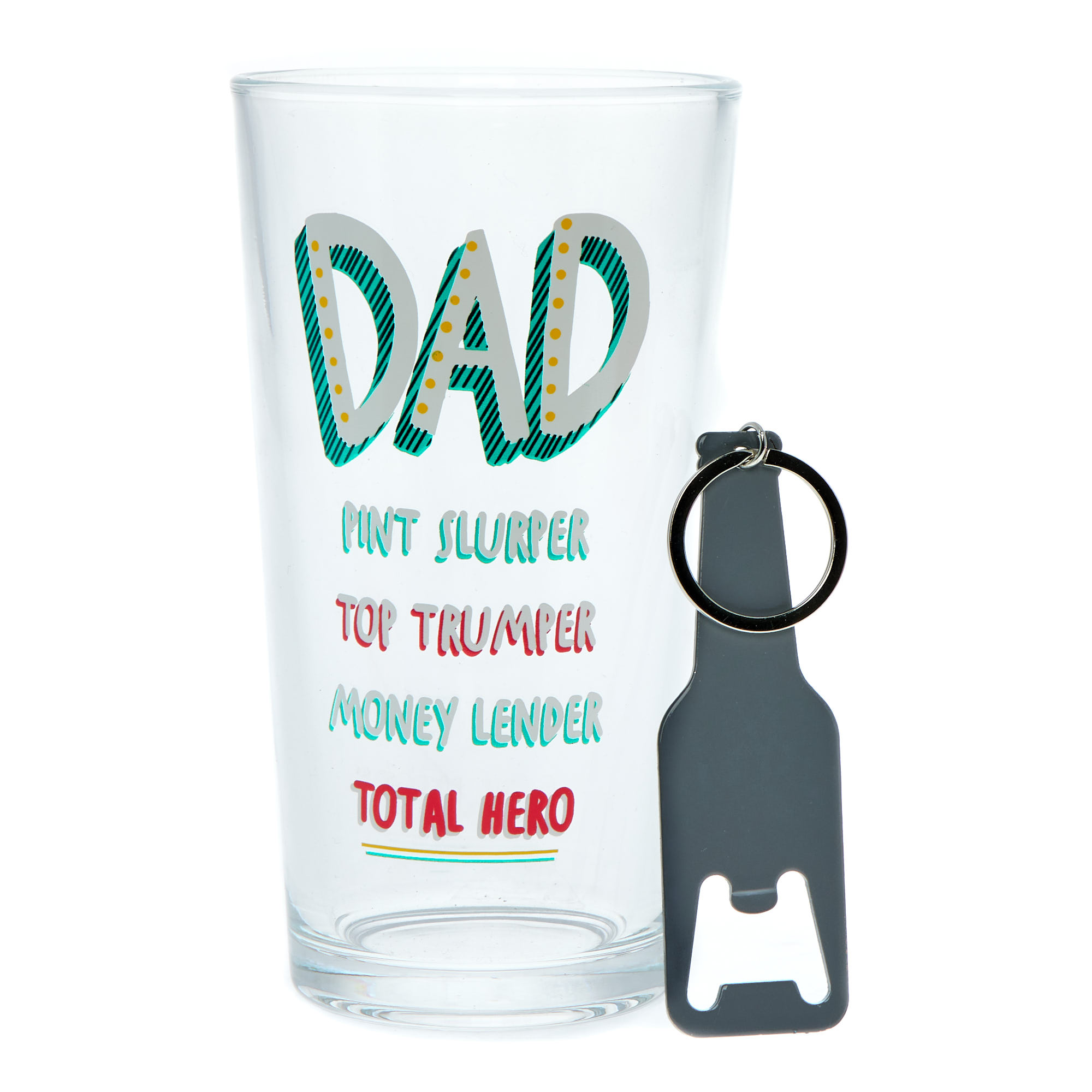 Novelty Dad Pint Glass & Bottle Opener Set