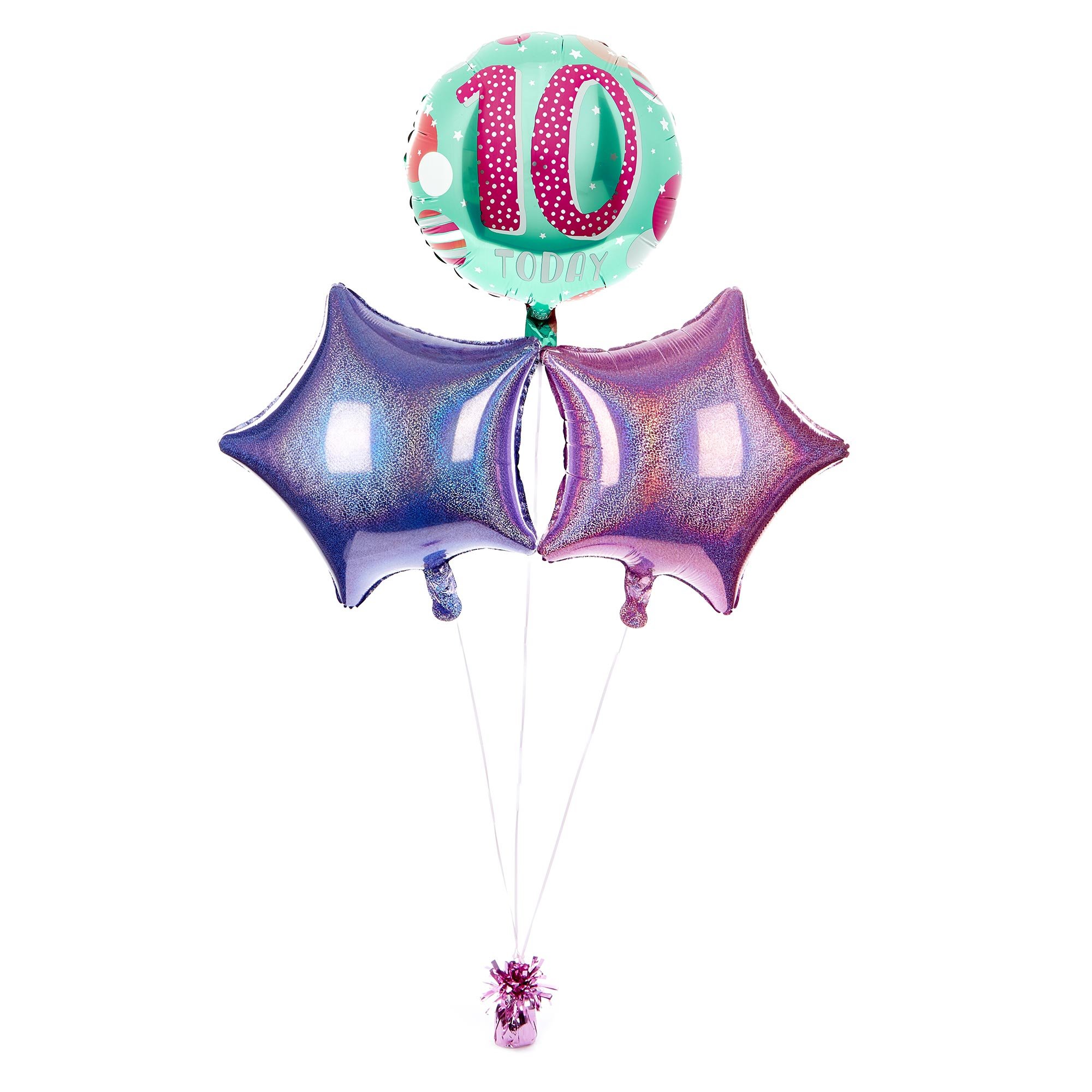 Pink & Mint 10th Birthday Balloon Bouquet - DELIVERED INFLATED!