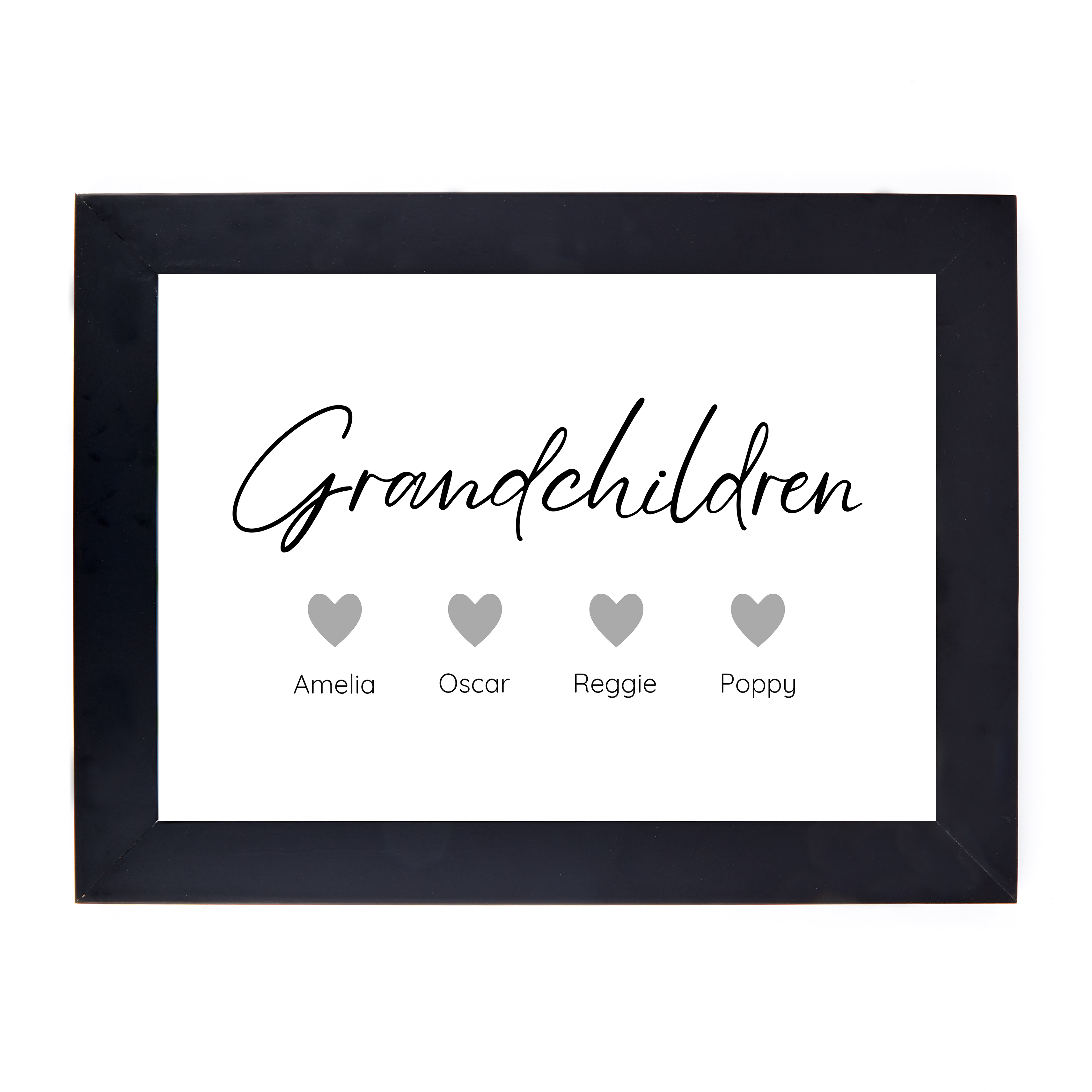 Personalised Family Print - 4 Grandchildren Hearts