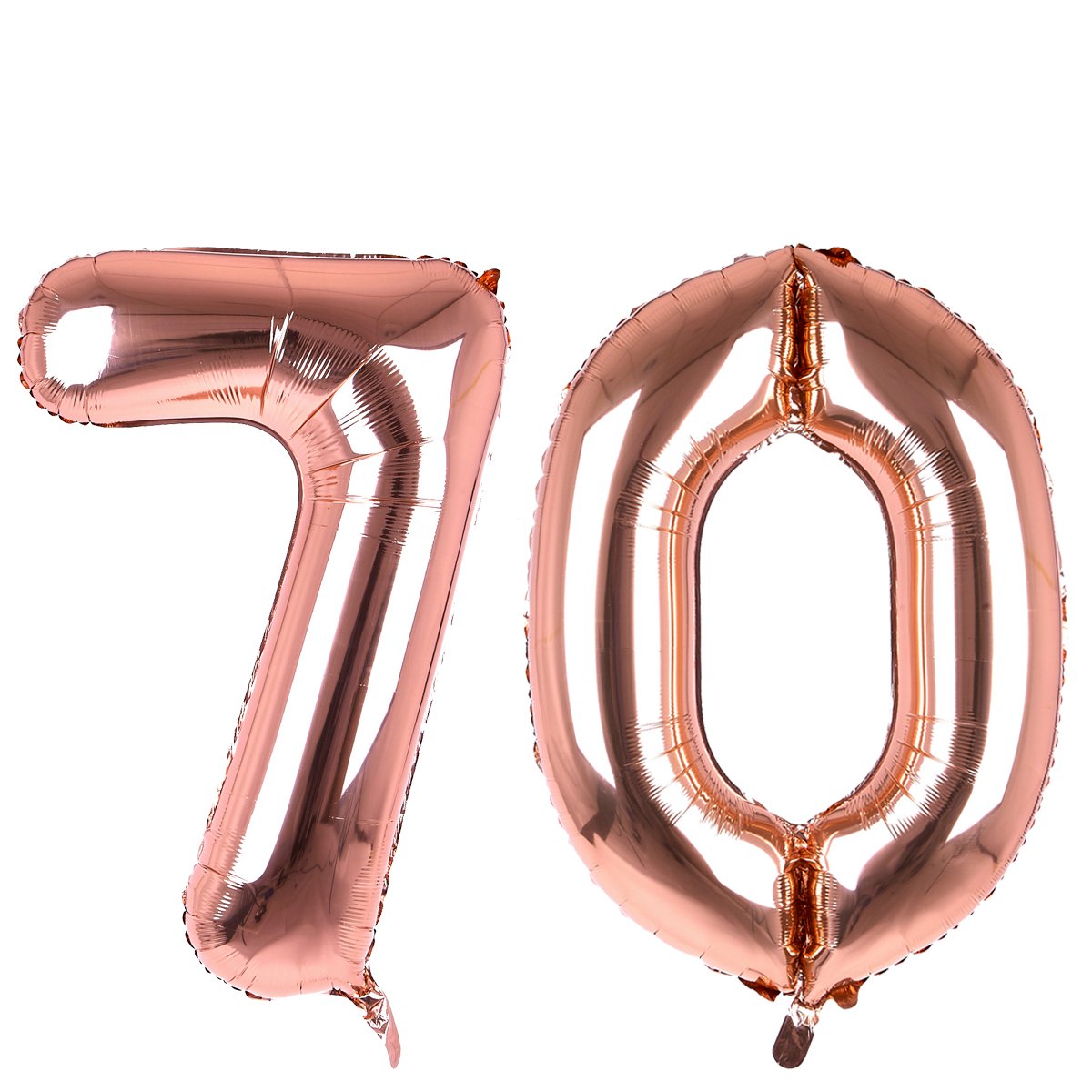 Age 70 Giant Foil Helium Numeral Balloons - Rose Gold (deflated)
