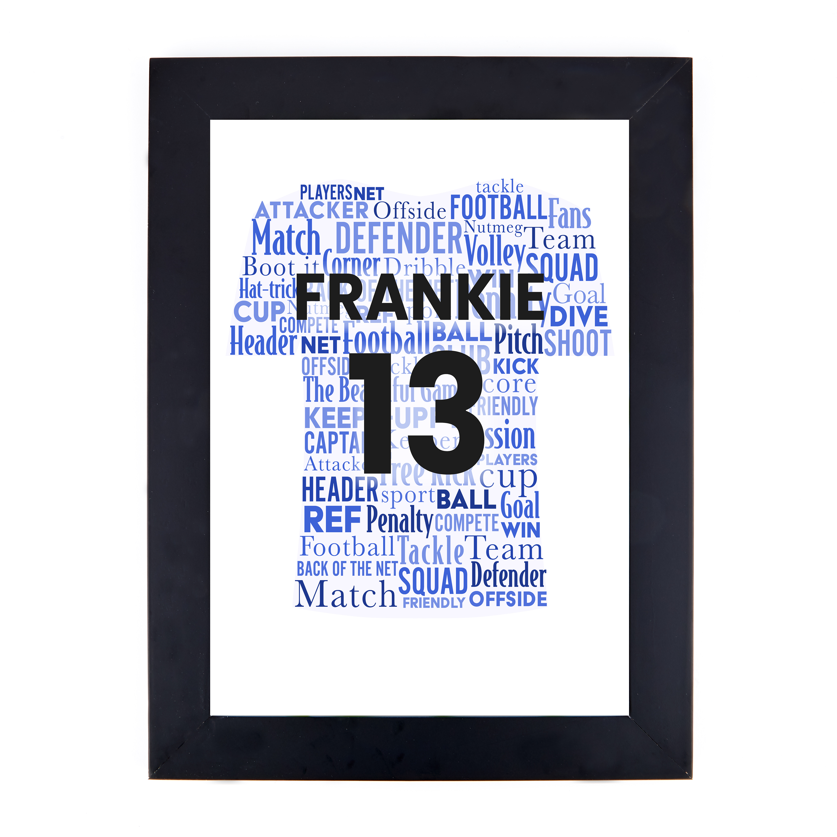 Personalised Footballer Name Print, Blue