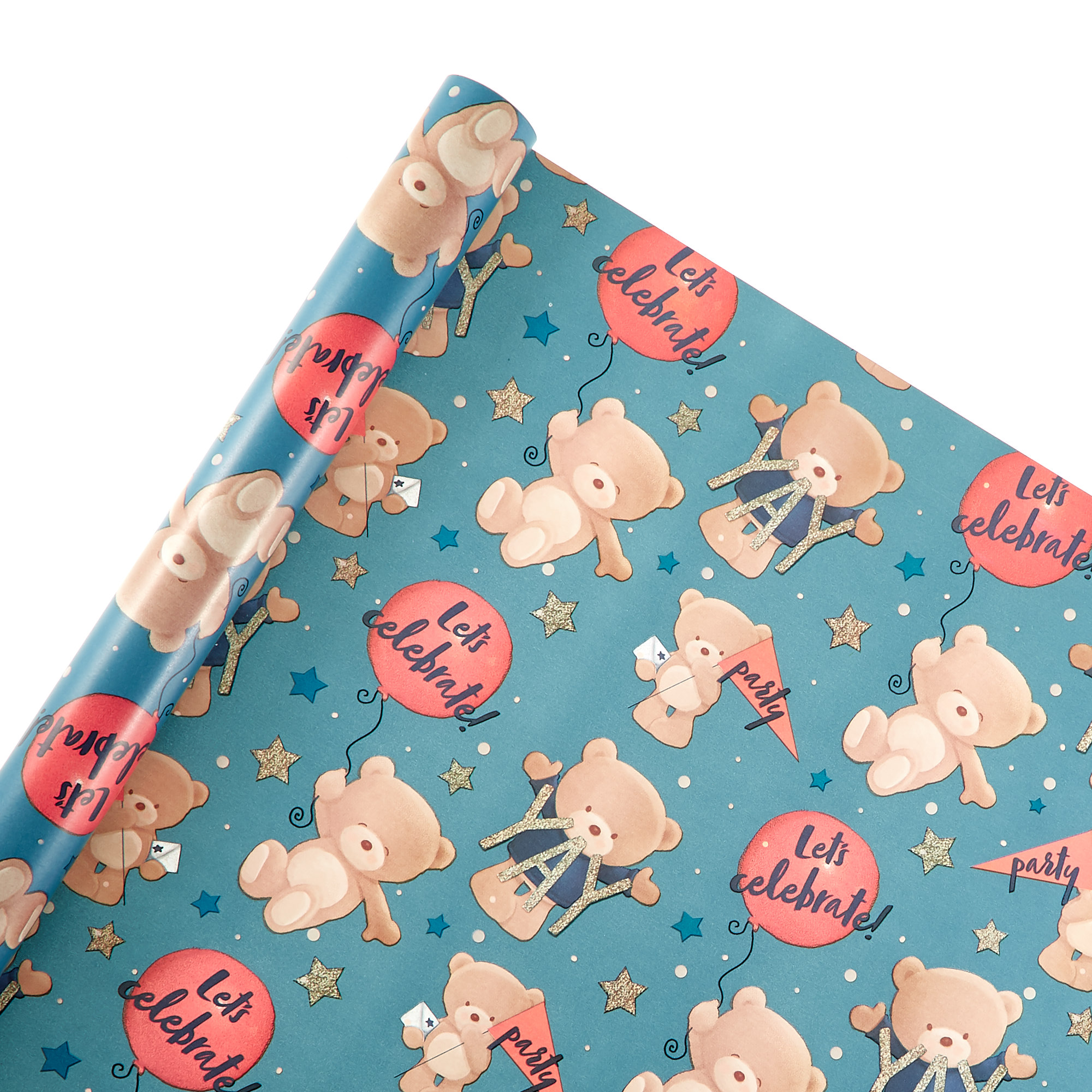 Hugs Bear Themed Wrapping Paper - 4 Rolls 