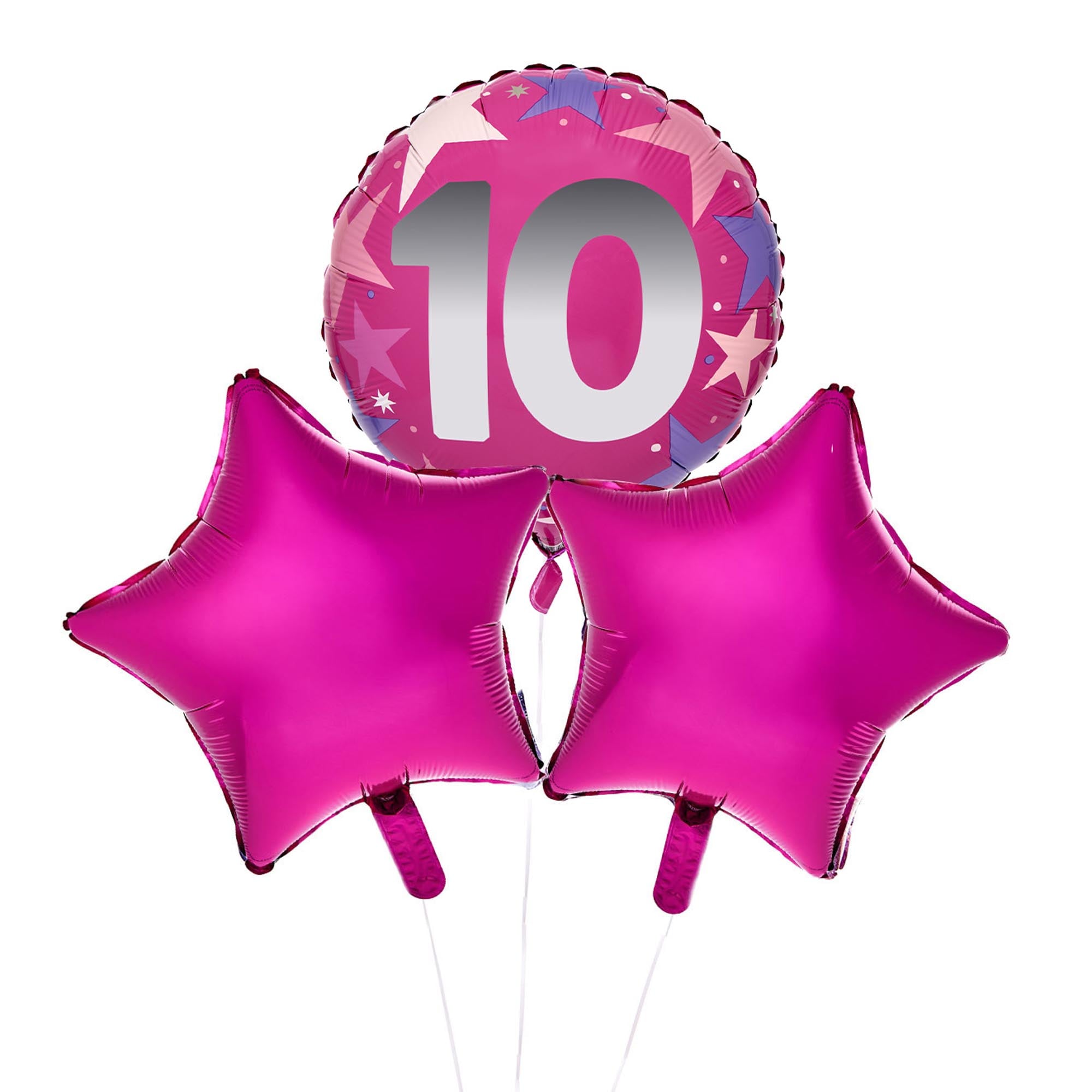 Pink 10th Birthday Balloon Bouquet - Delivered Inflated!