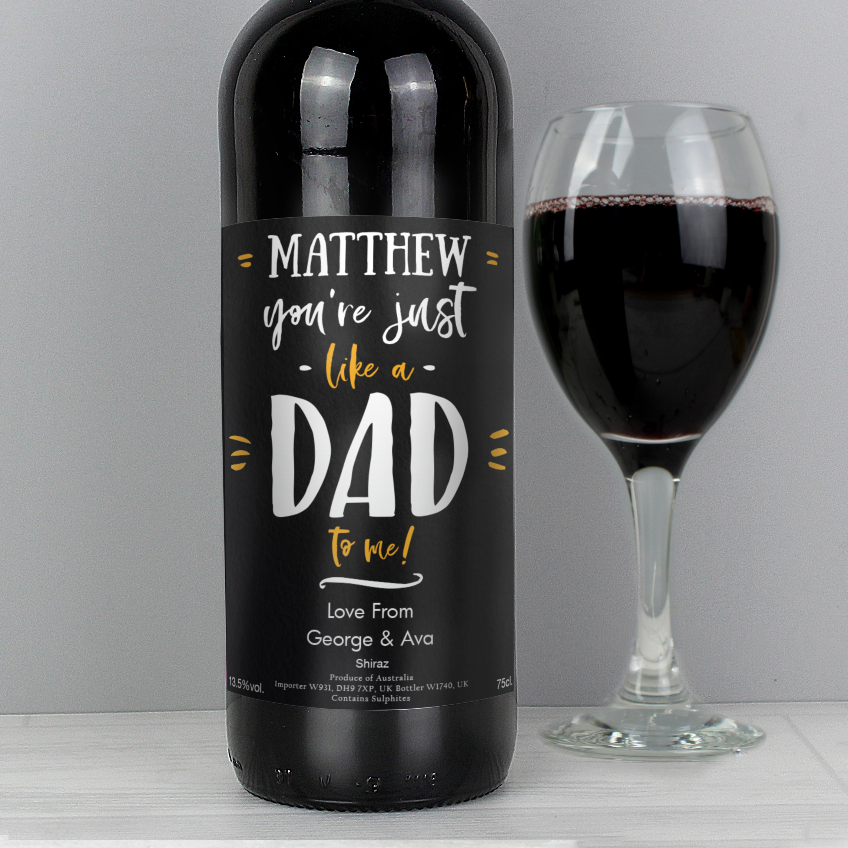 Personalised Like a Dad Shiraz Wine