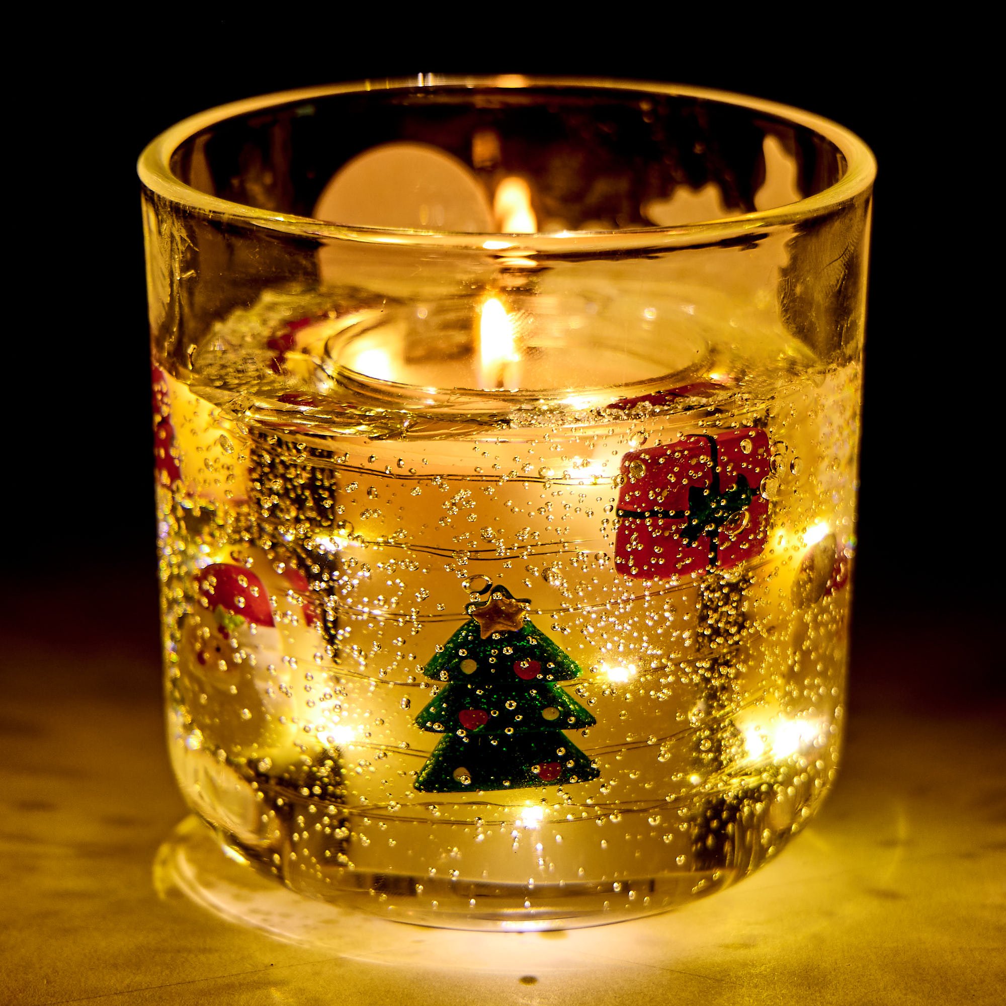 Festive Joy Winter Pine Scented LED Light-Up Candle