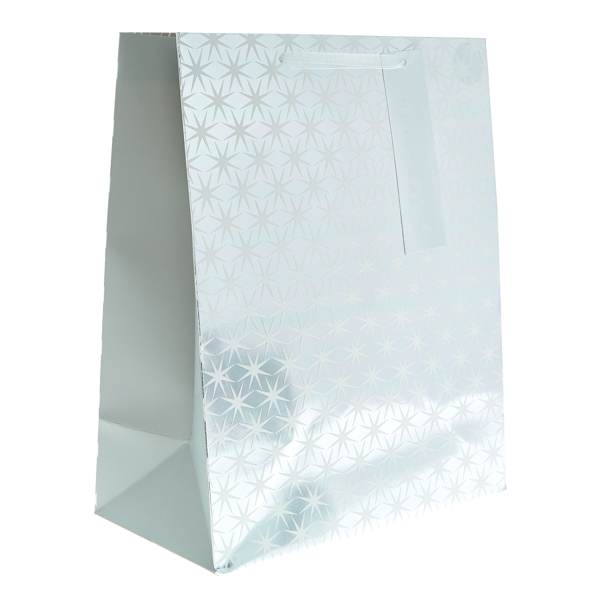 Silver Stars Christmas Gift Bag Bundle - Pack of 8