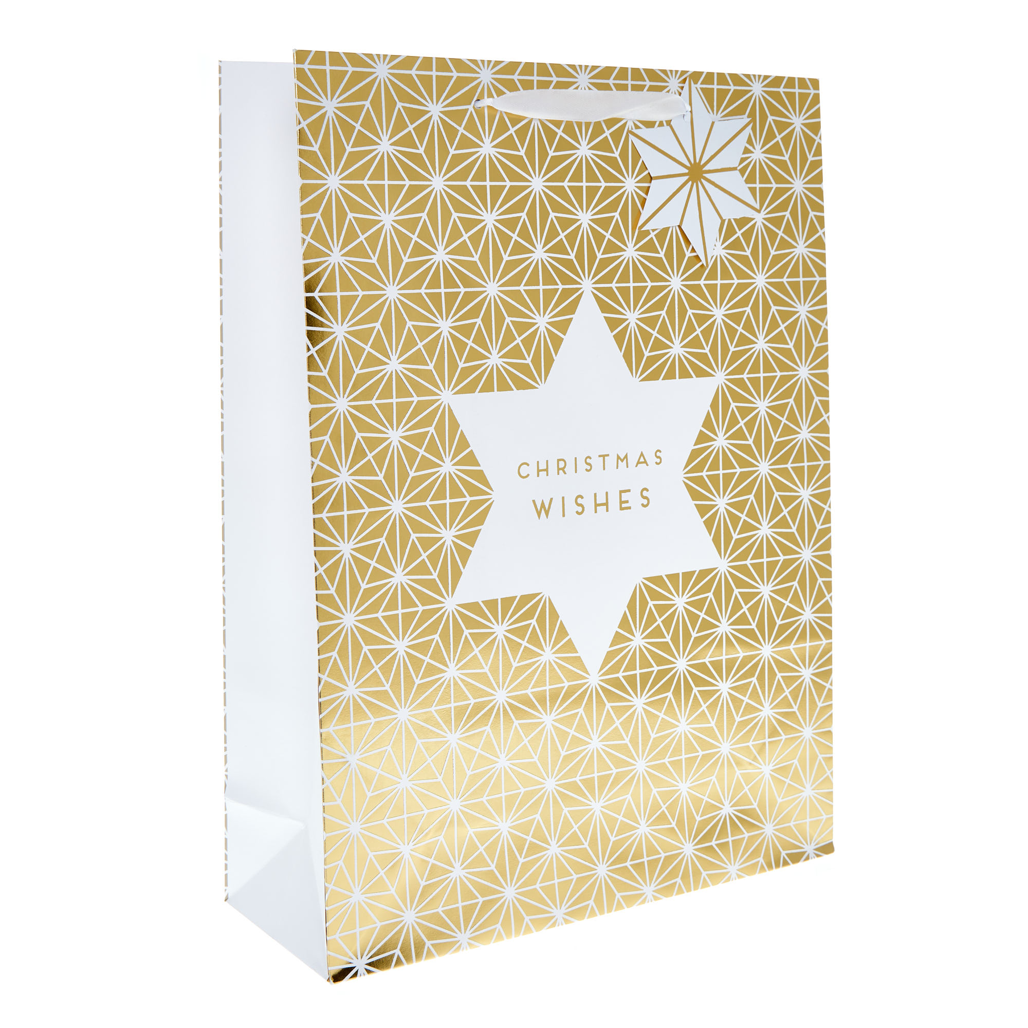 Extra Large Portrait Gold & White Christmas Wishes Gift Bag
