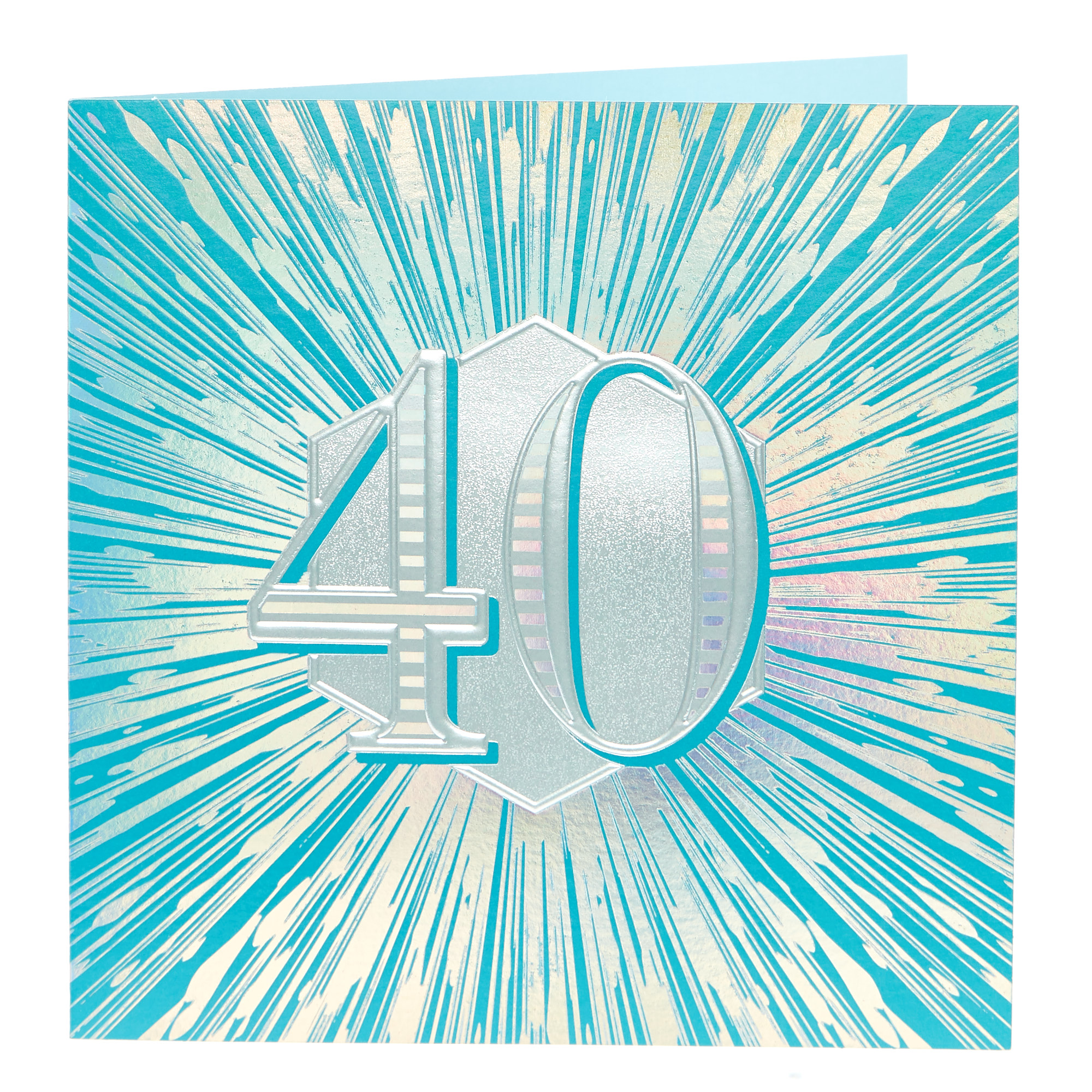 40th Birthday card - Turquoise & Silver