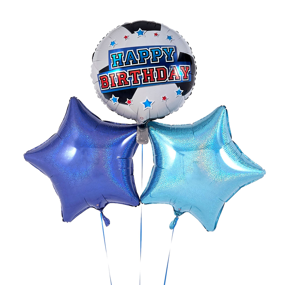 Happy Birthday Football Blue Balloon Bouquet - DELIVERED INFLATED!