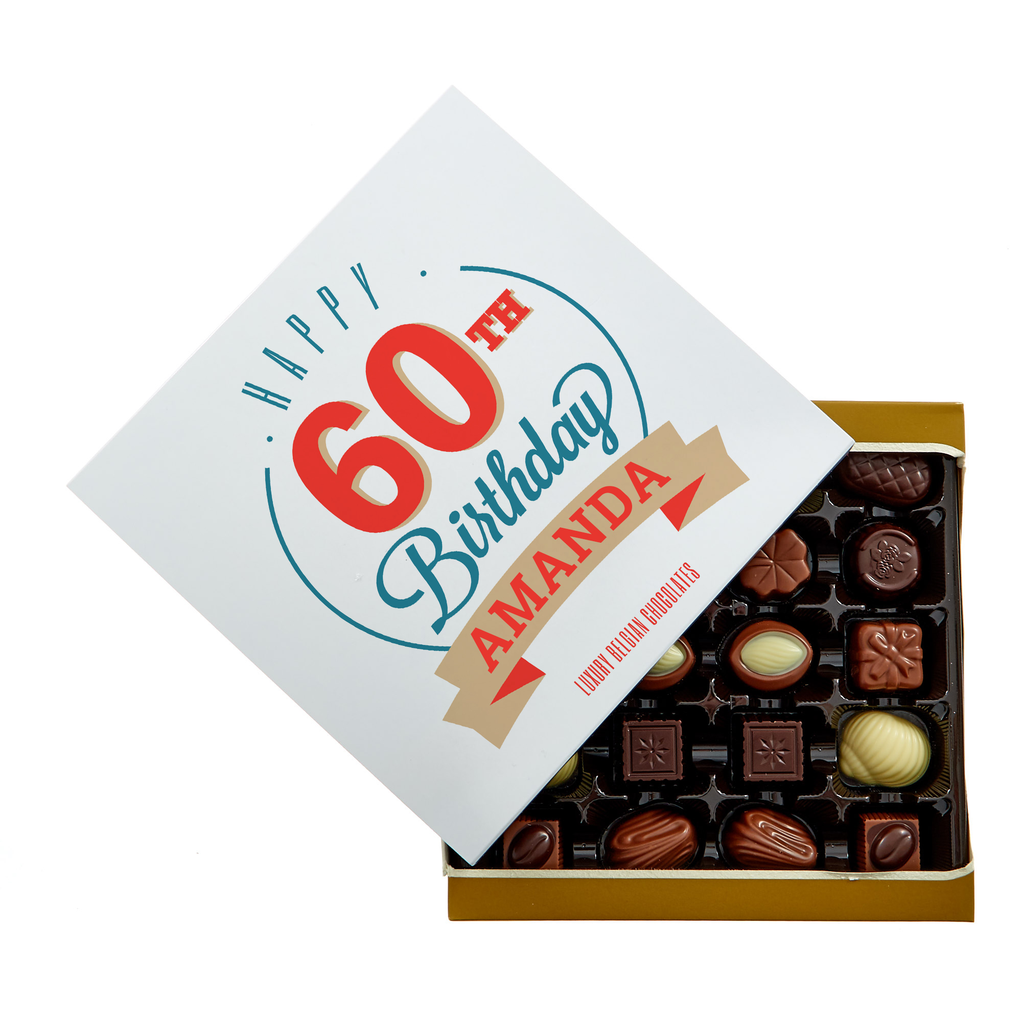 Personalised Belgian Chocolates - Happy 60th Birthday