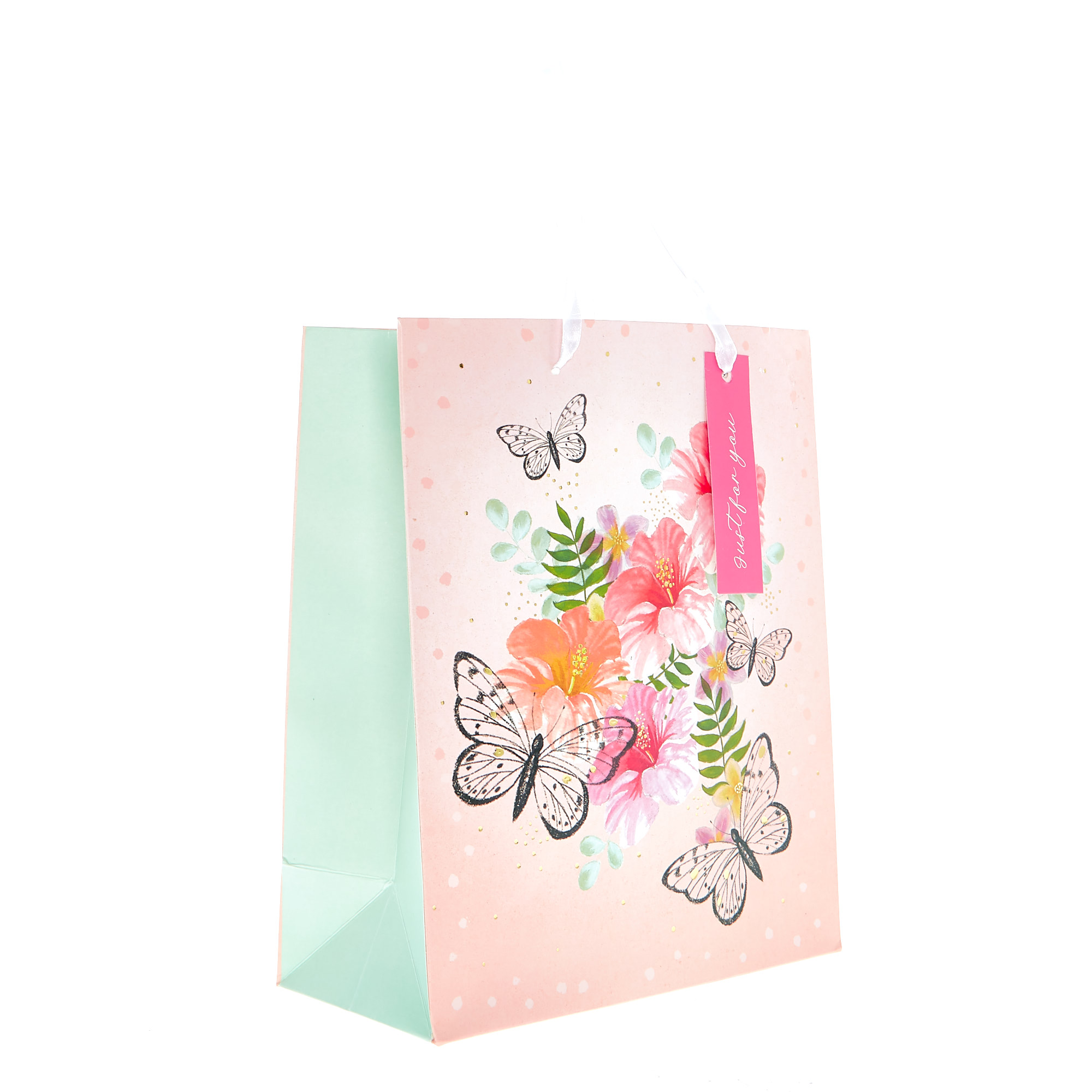 Medium Portrait Gift Bag - Butterflies & Flowers