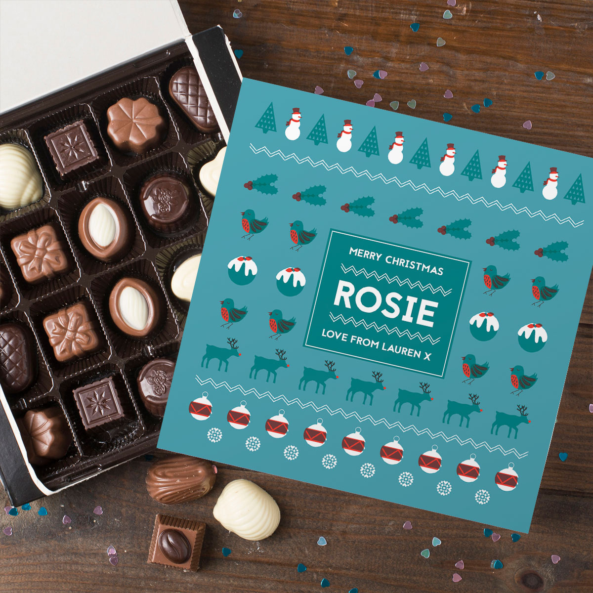 Personalised Belgian Chocolates - Christmas Icons