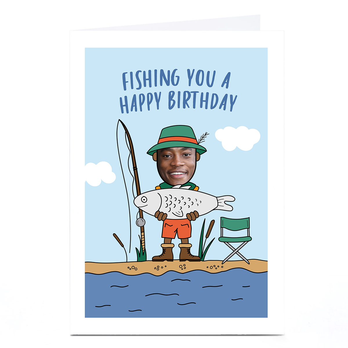 Photo Birthday Card - Fishing You A Happy Birthday, Male Character