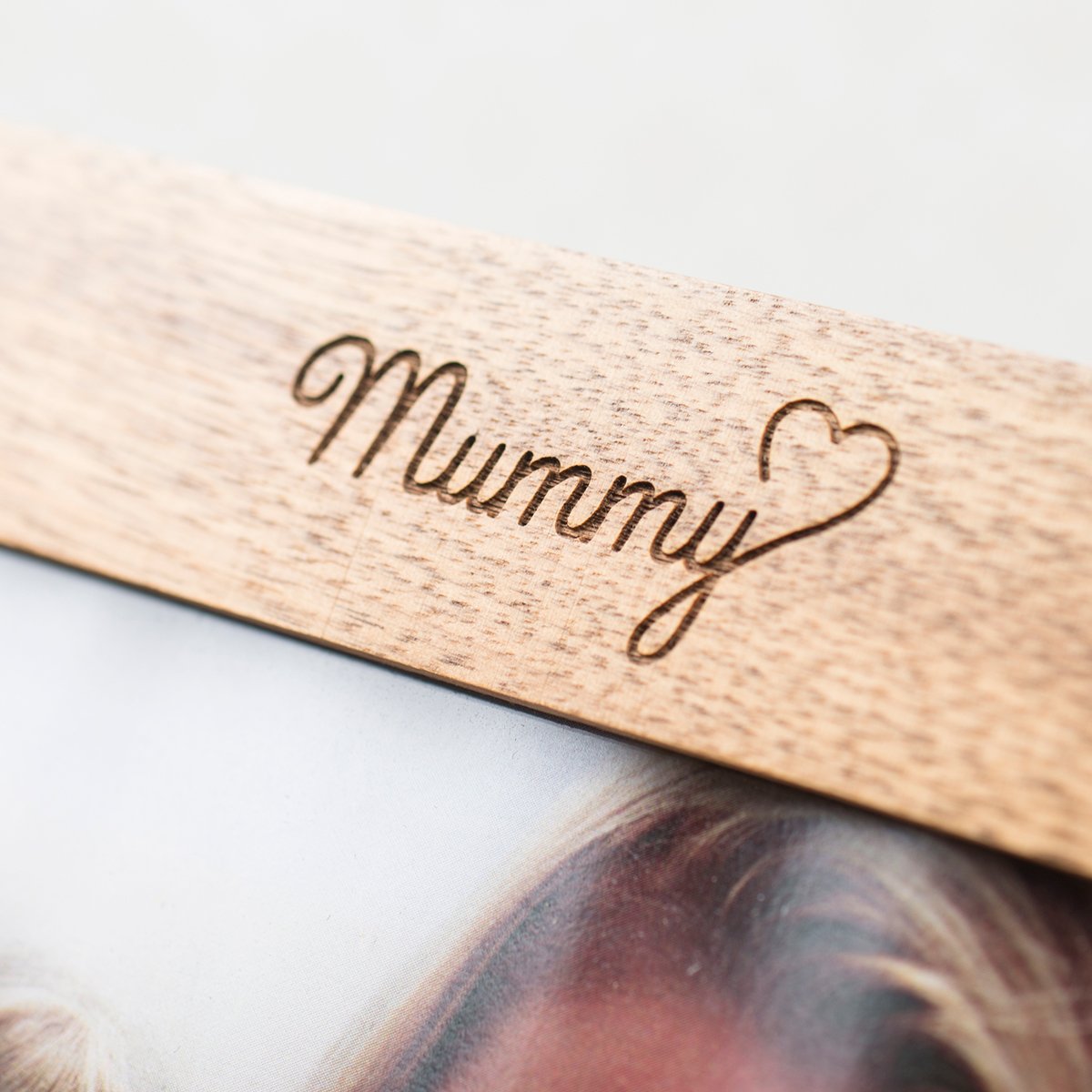 Personalised Engraved Wooden Photo Frame - Mummy Heart