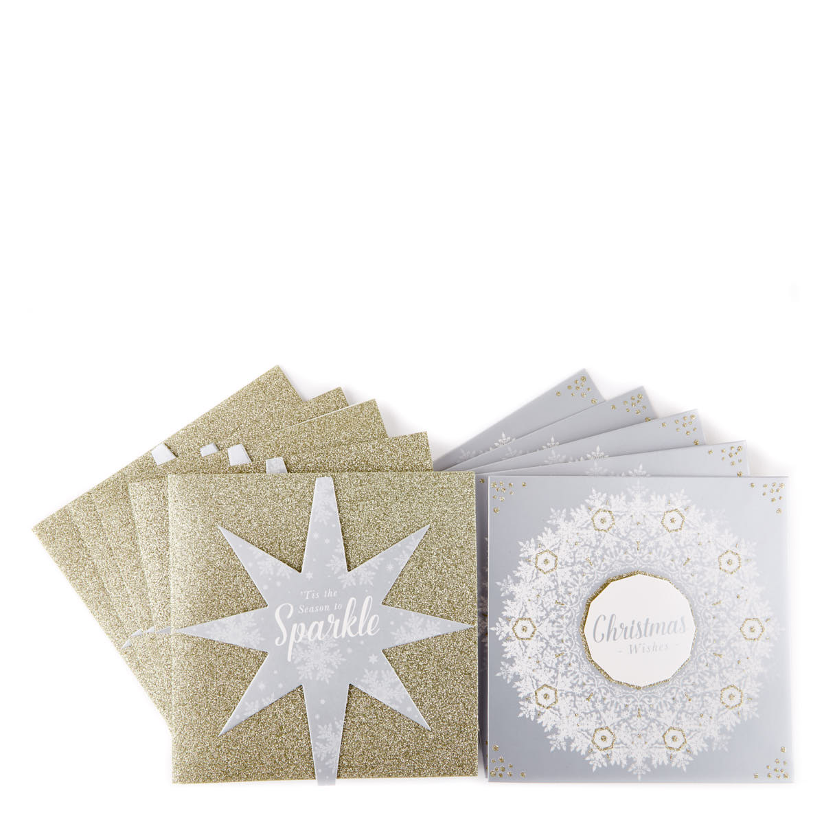 Handcrafted Boxed Christmas Cards - Sparkle & Wishes Pack of 16