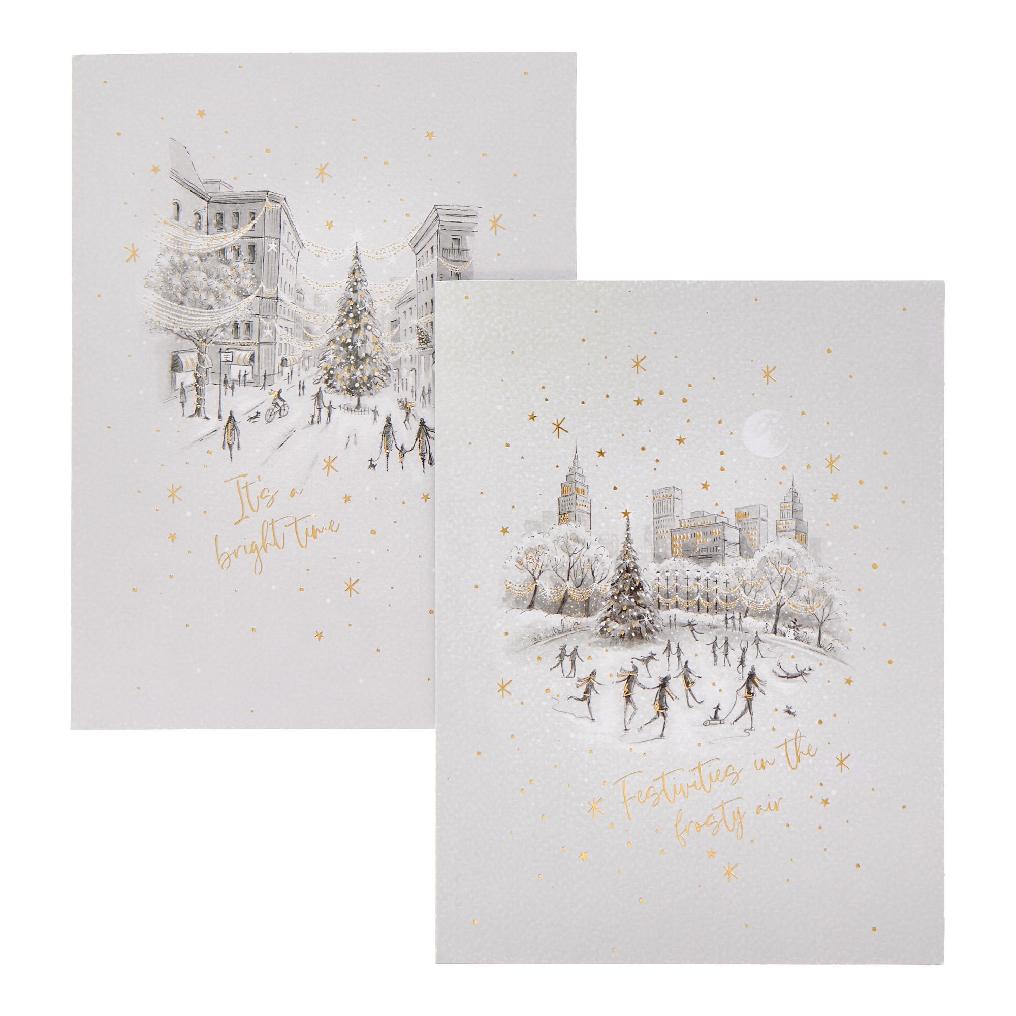Deluxe Skating Scene Charity Christmas Cards - Pack of 10 (2 Designs)