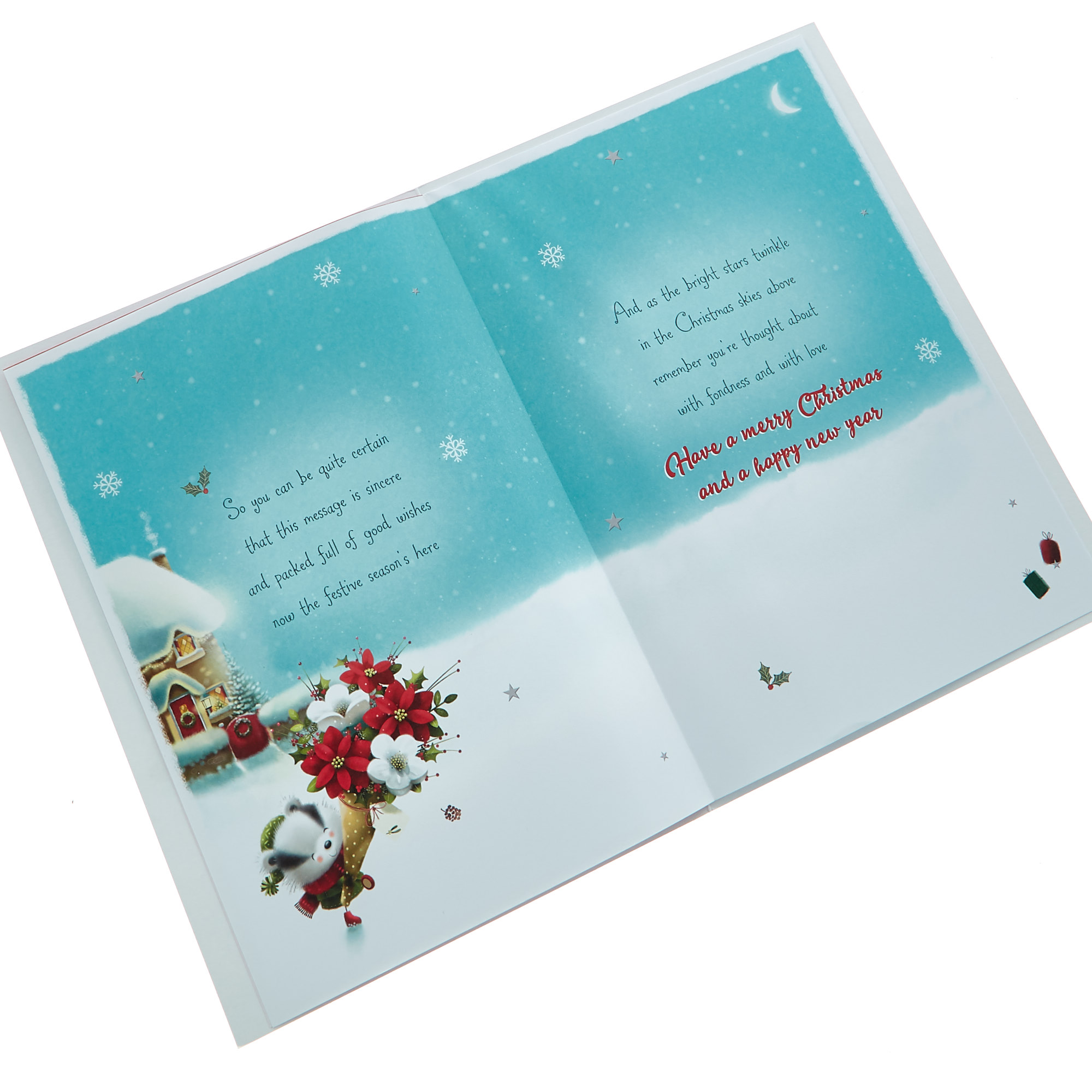 Christmas Card - Special Mum, Cute Bear With Flowers