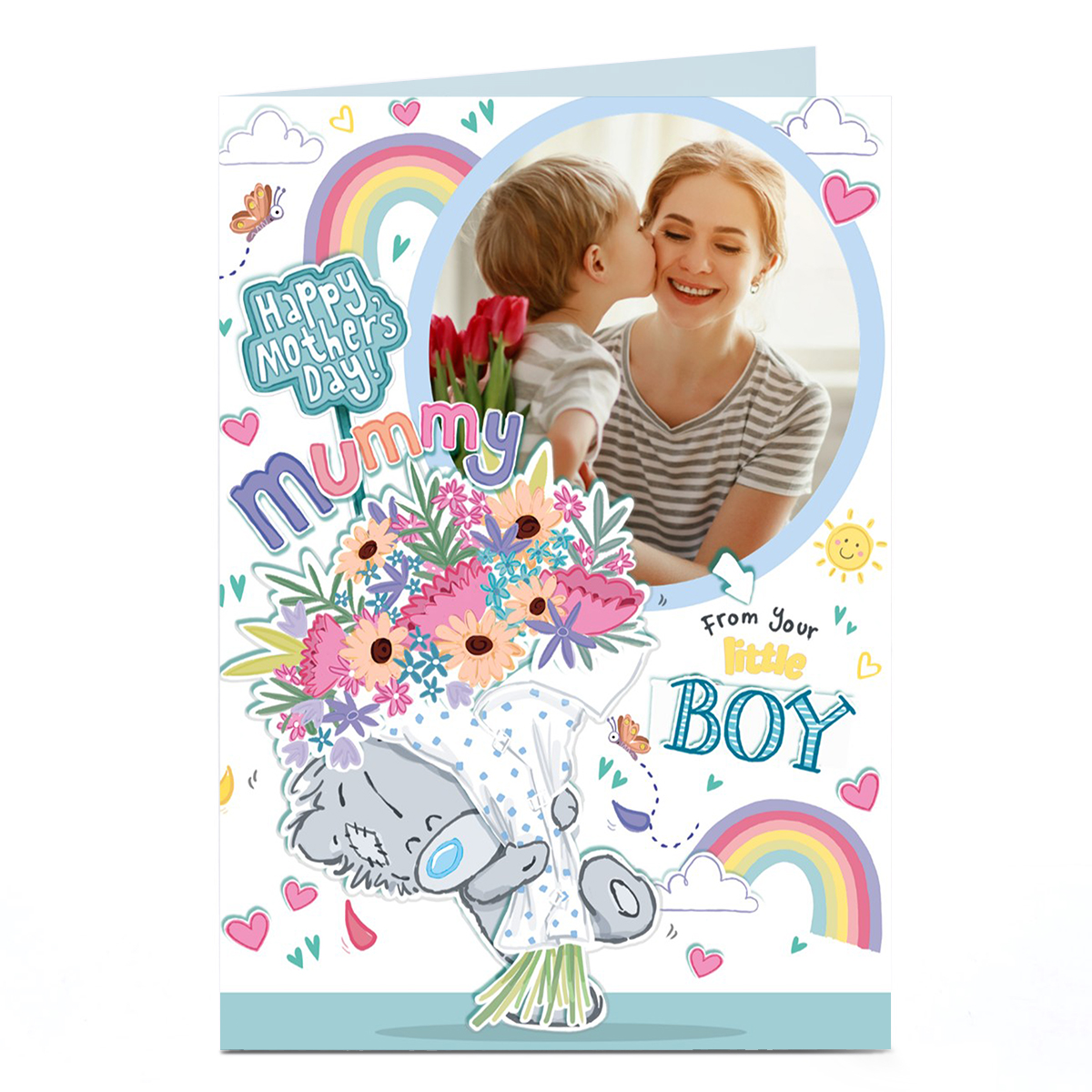 Photo Tatty Teddy Mother's Day Card - Mummy Bouquet From Your Little Boy