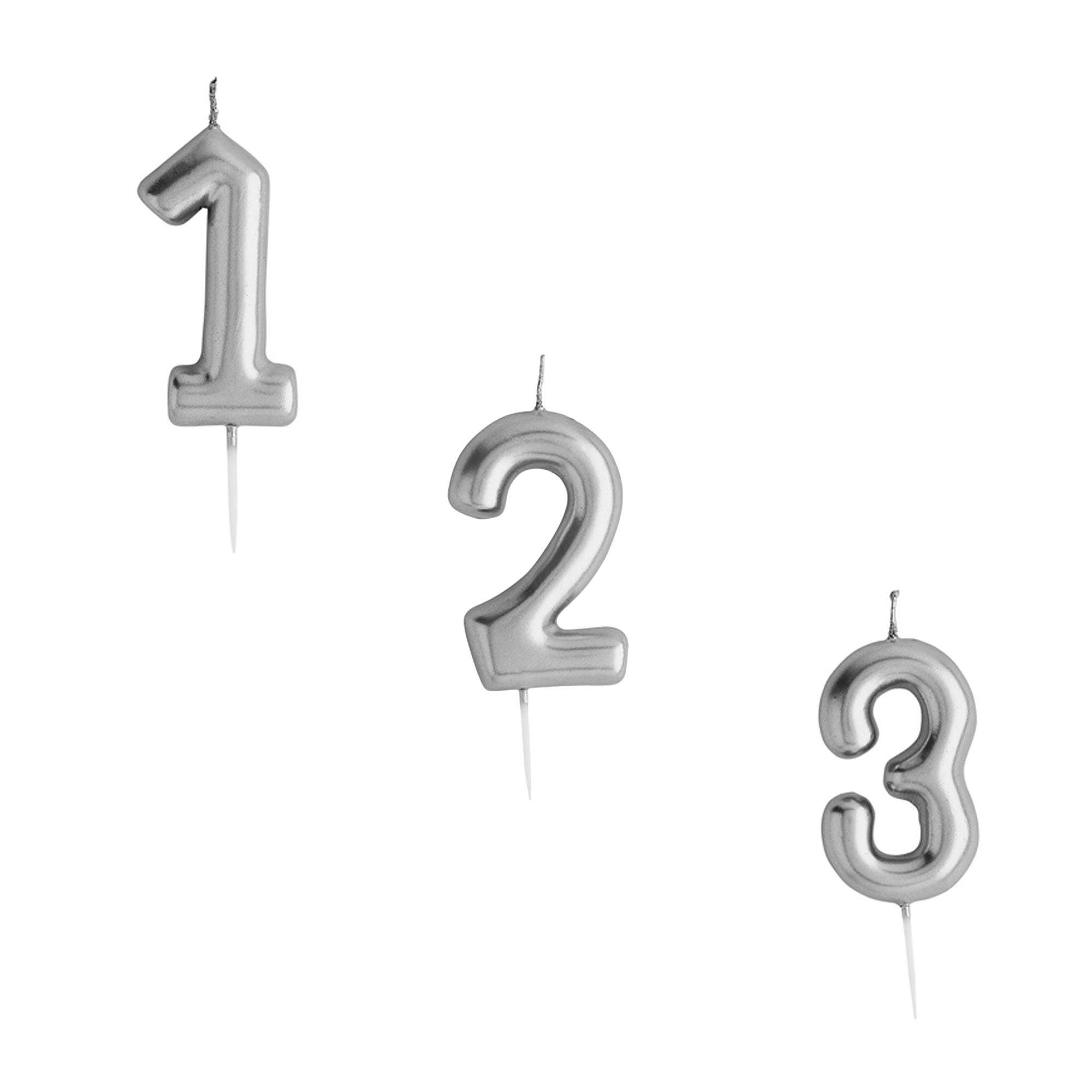 Silver Number Cake Candle (0-9)