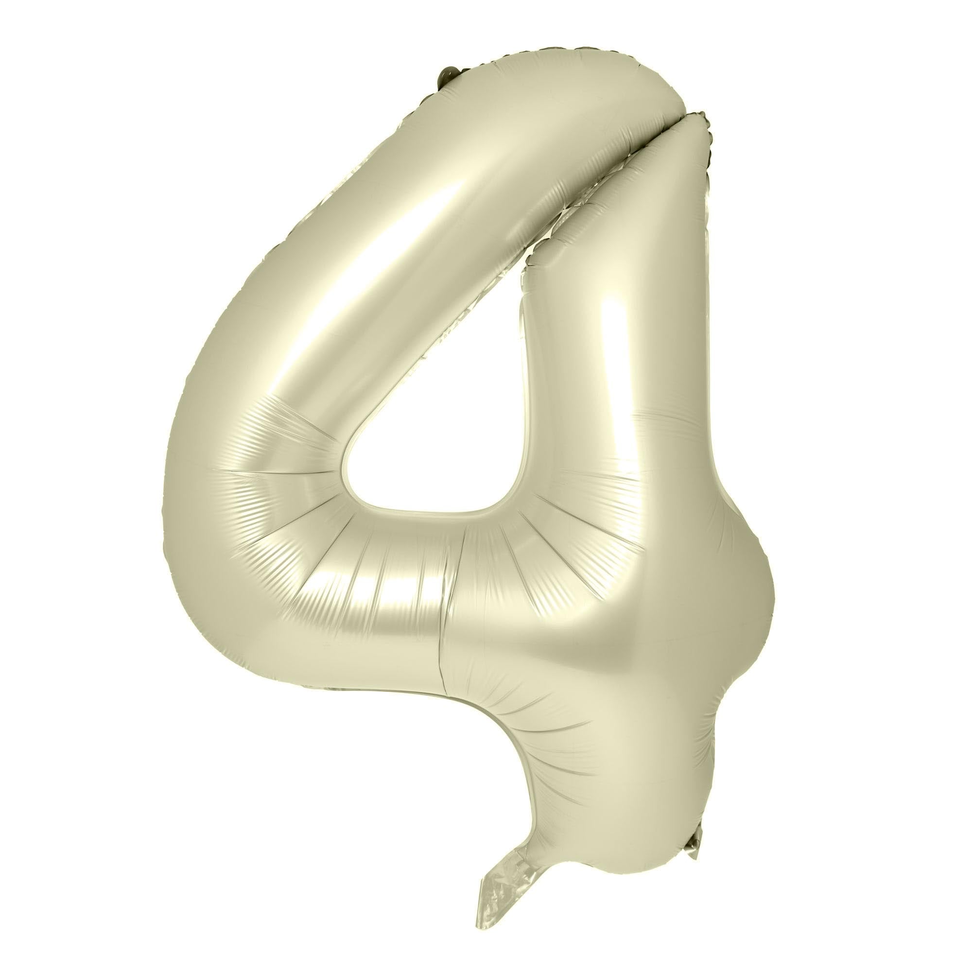Large Cream 34-Inch Number 4 Balloon - Uninflated
