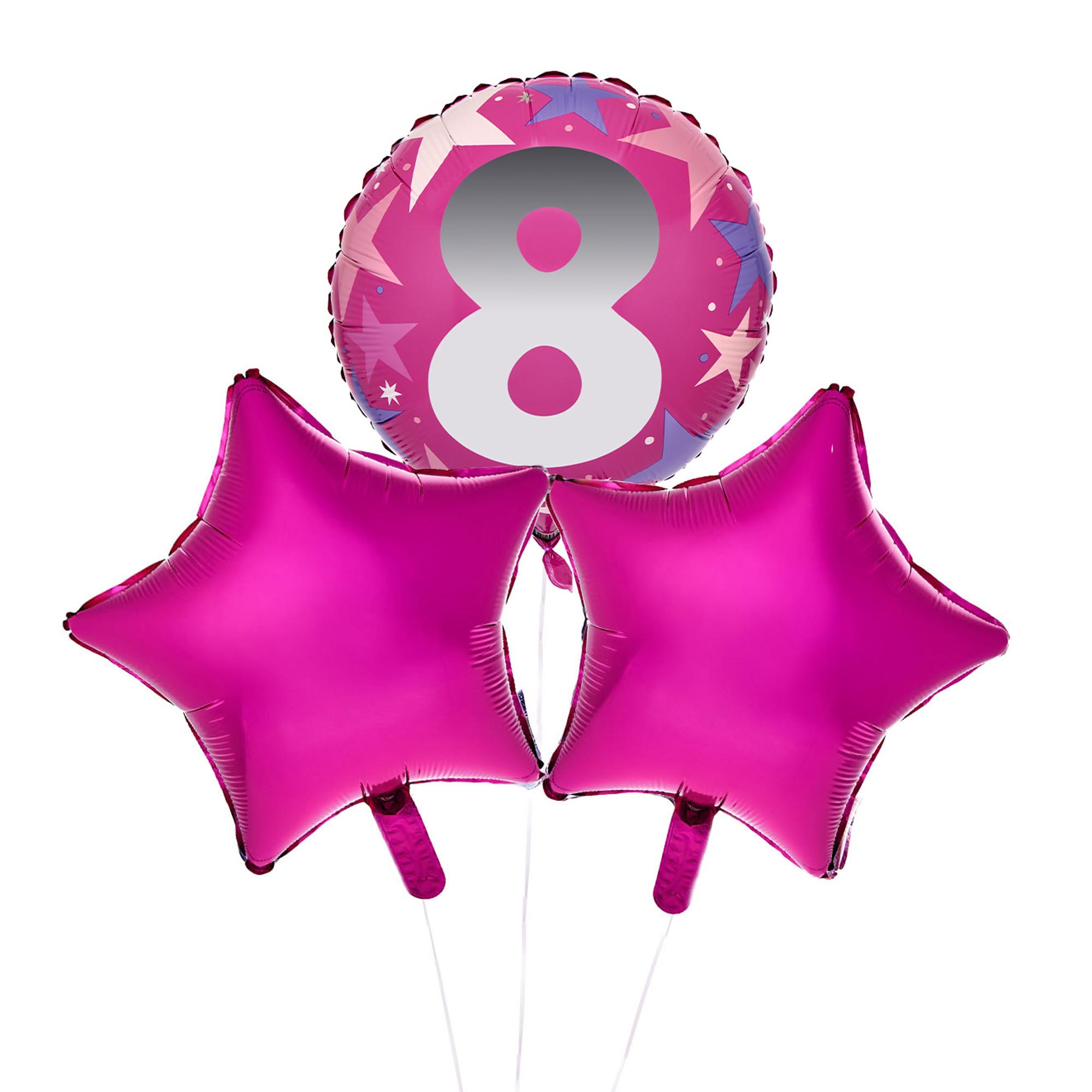 Pink 8th Birthday Balloon Bouquet - Delivered Inflated!