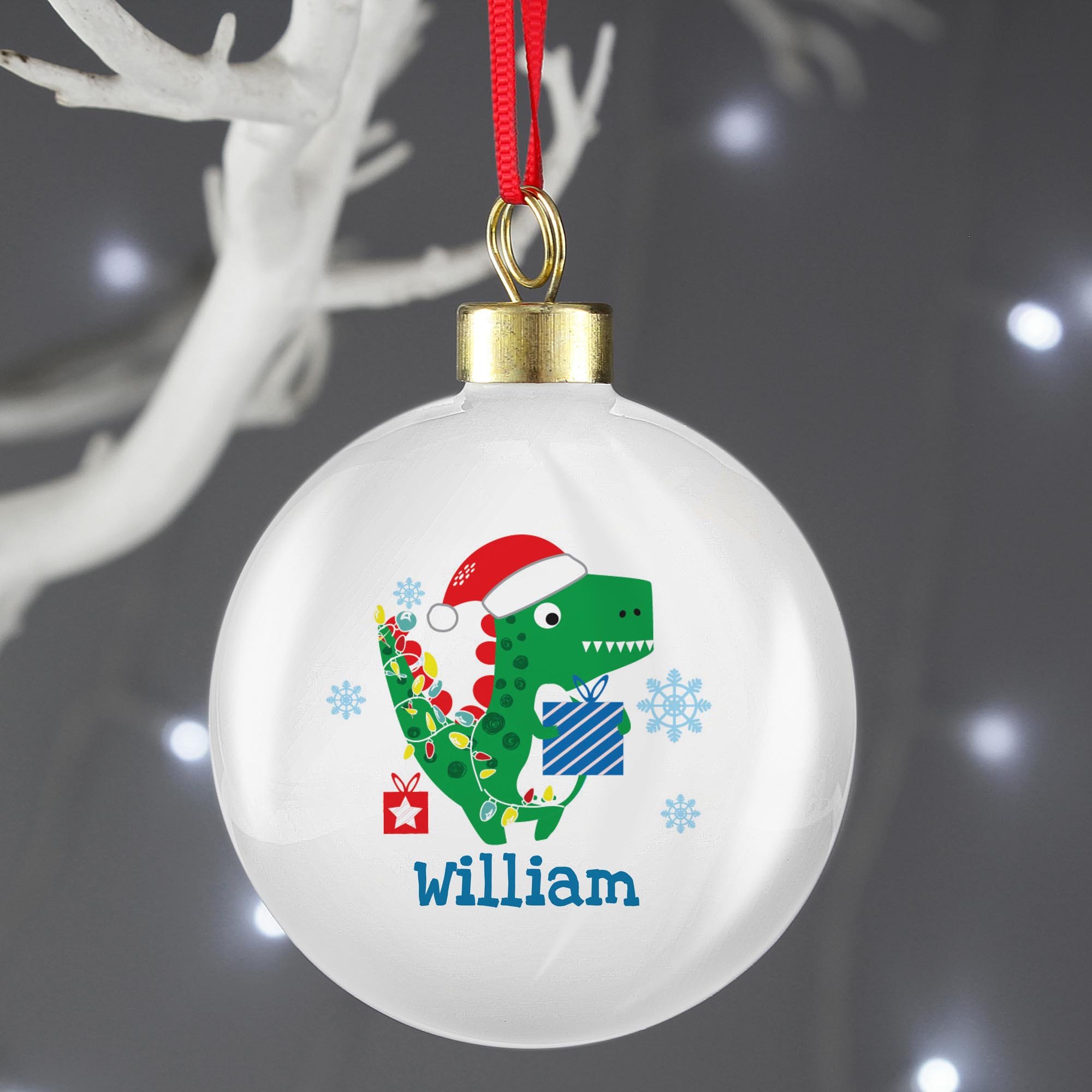 Personalised Dinosaur Have a Roarsome Christmas Bauble